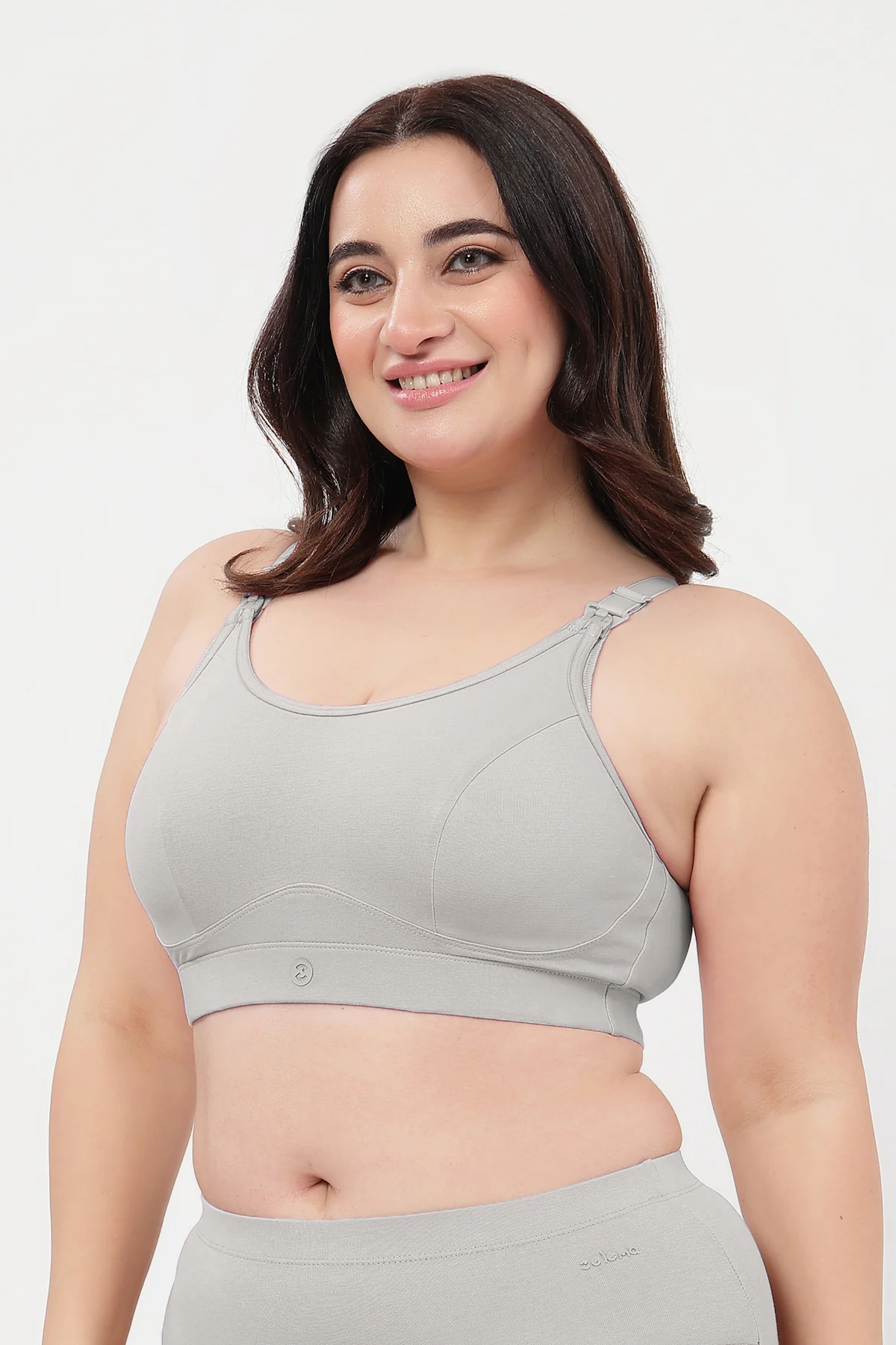 SecureFit Cotton Non-Padded Feeding Bra - Grey Melange - Image 6