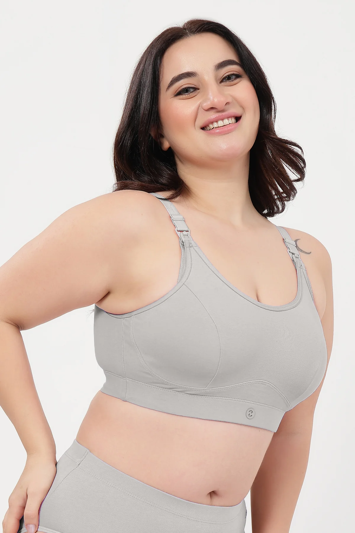 SecureFit Cotton Non-Padded Feeding Bra - Grey Melange - Image 7