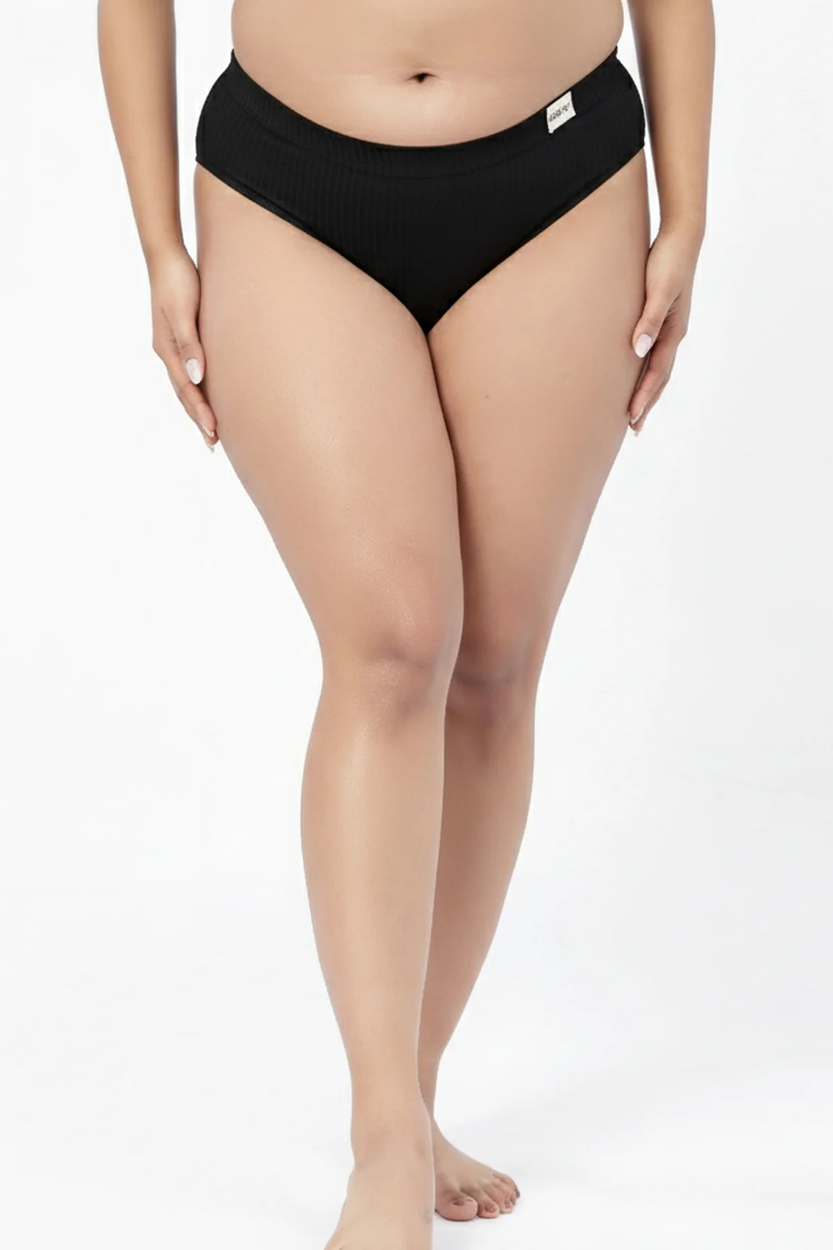 Sera Broad Rib Bra & Mid Rise Panty Set - Black - Image 7