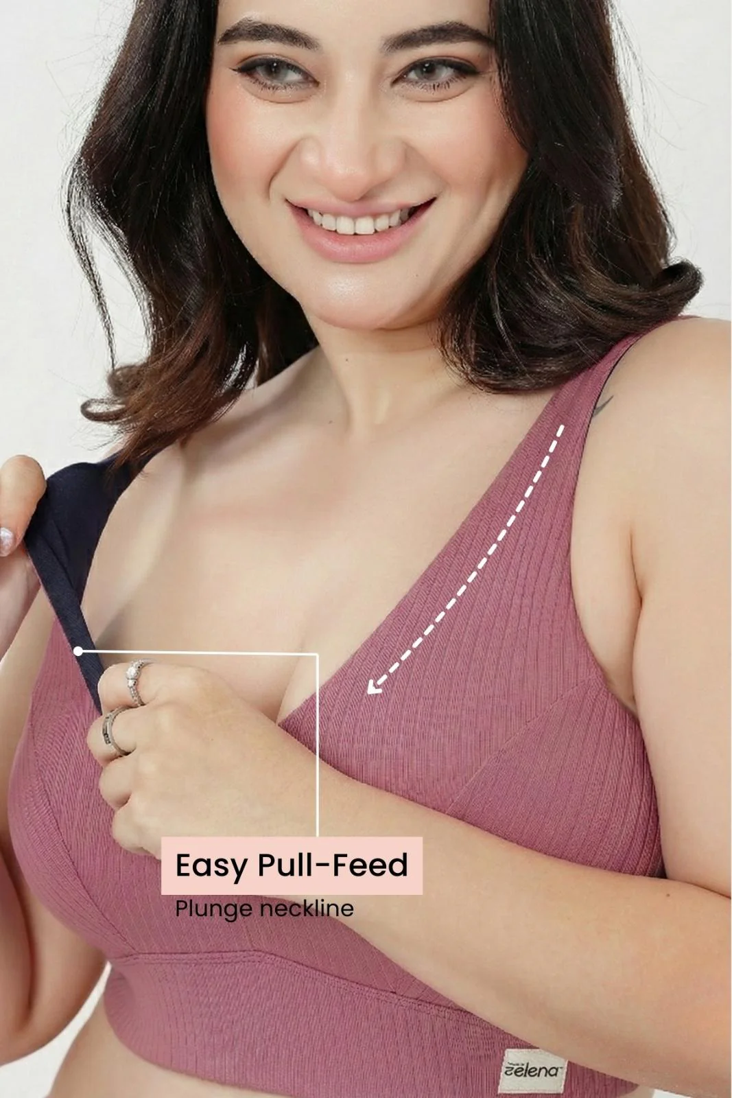 Sera Broad Rib Bra & Mid Rise Panty Set - Blush - Image 3