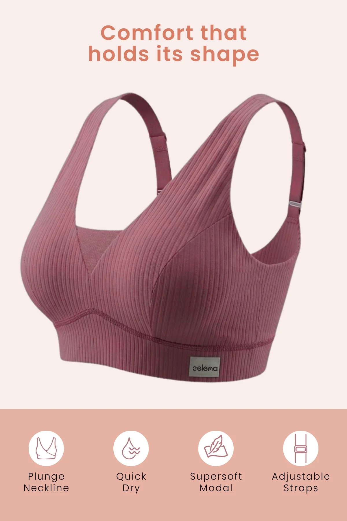 Sera Broad Rib Bra & Mid Rise Panty Set - Blush - Image 4