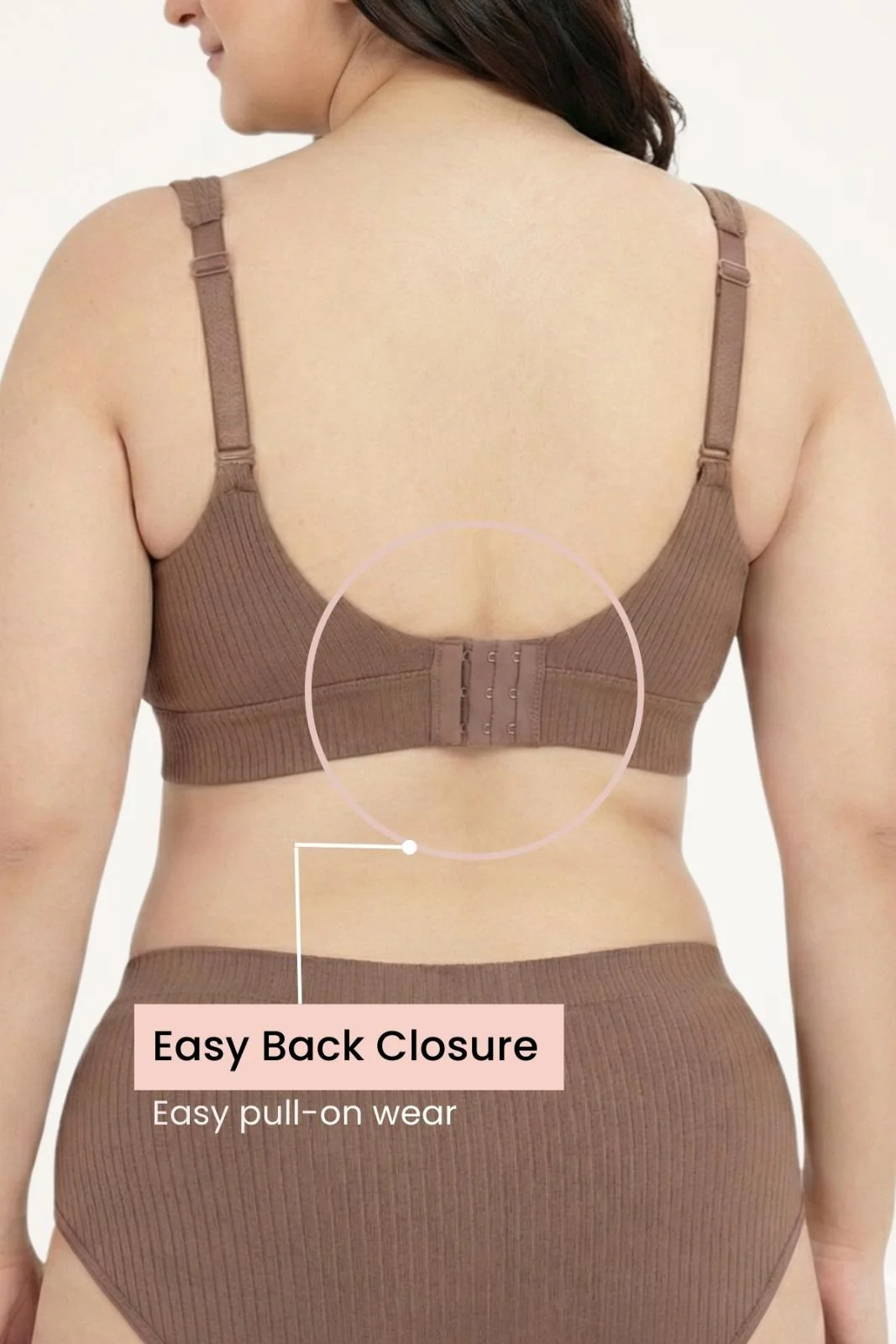 Sera Broad Rib Bra & Mid Rise Panty Set - Mocha - Image 2