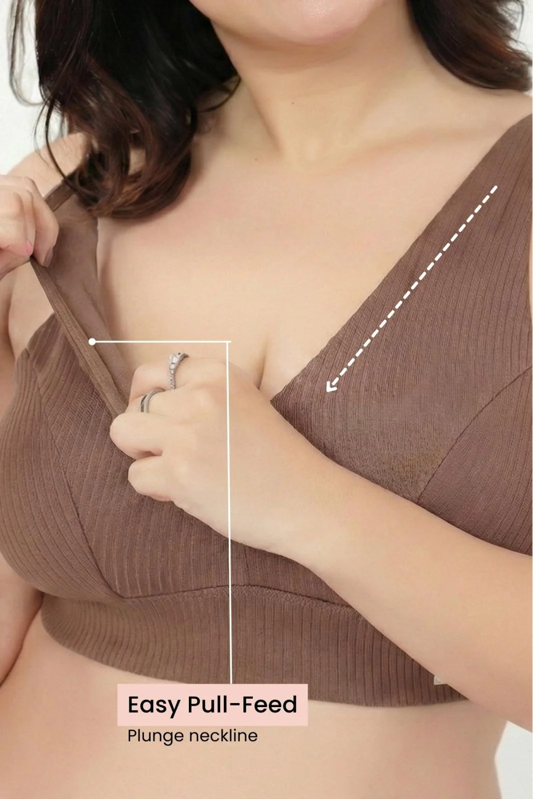 Sera Broad Rib Bra & Mid Rise Panty Set - Mocha - Image 4