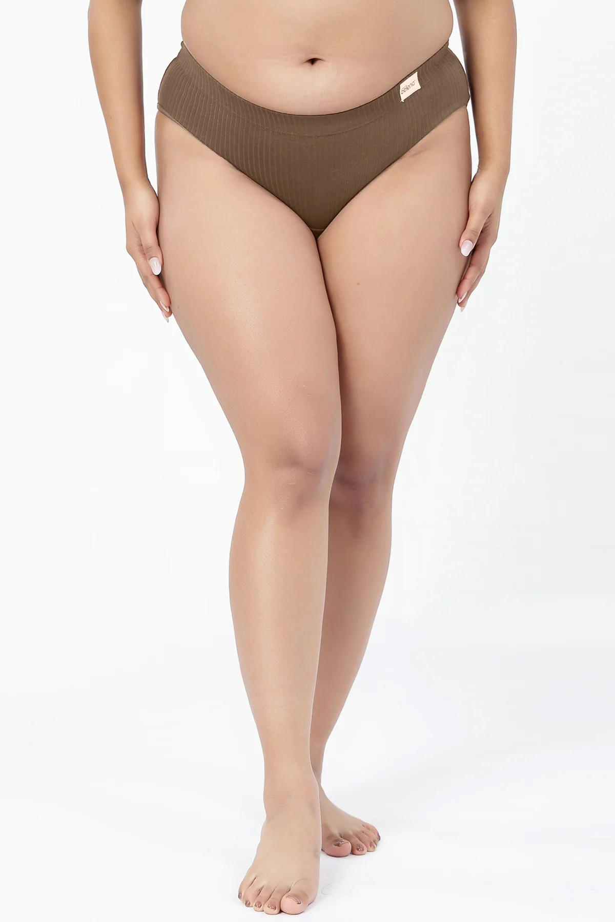Sera Broad Rib Bra & Mid Rise Panty Set - Mocha - Image 7