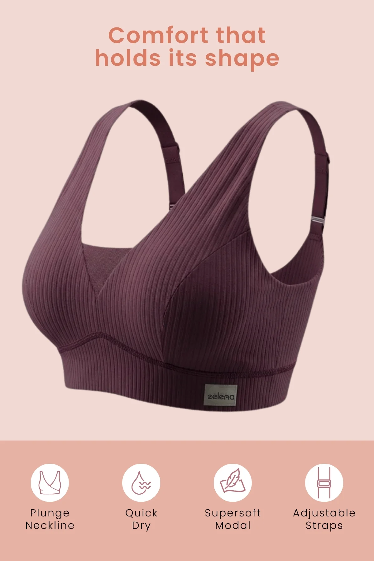 Sera Broad-Rib Bra - Dark Berry - Image 2