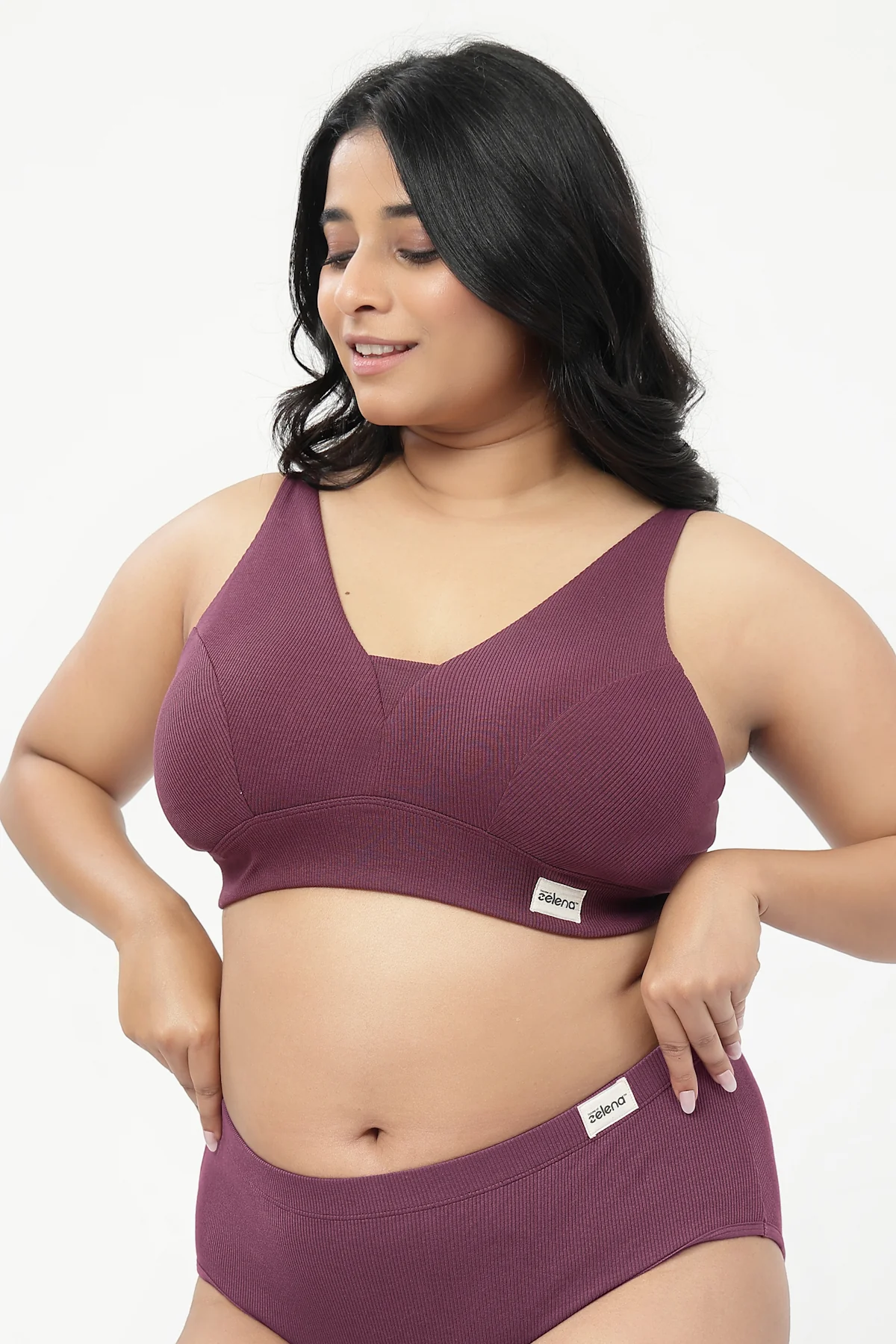 Sera Fine-Rib Bra - Dark Berry - Image 12