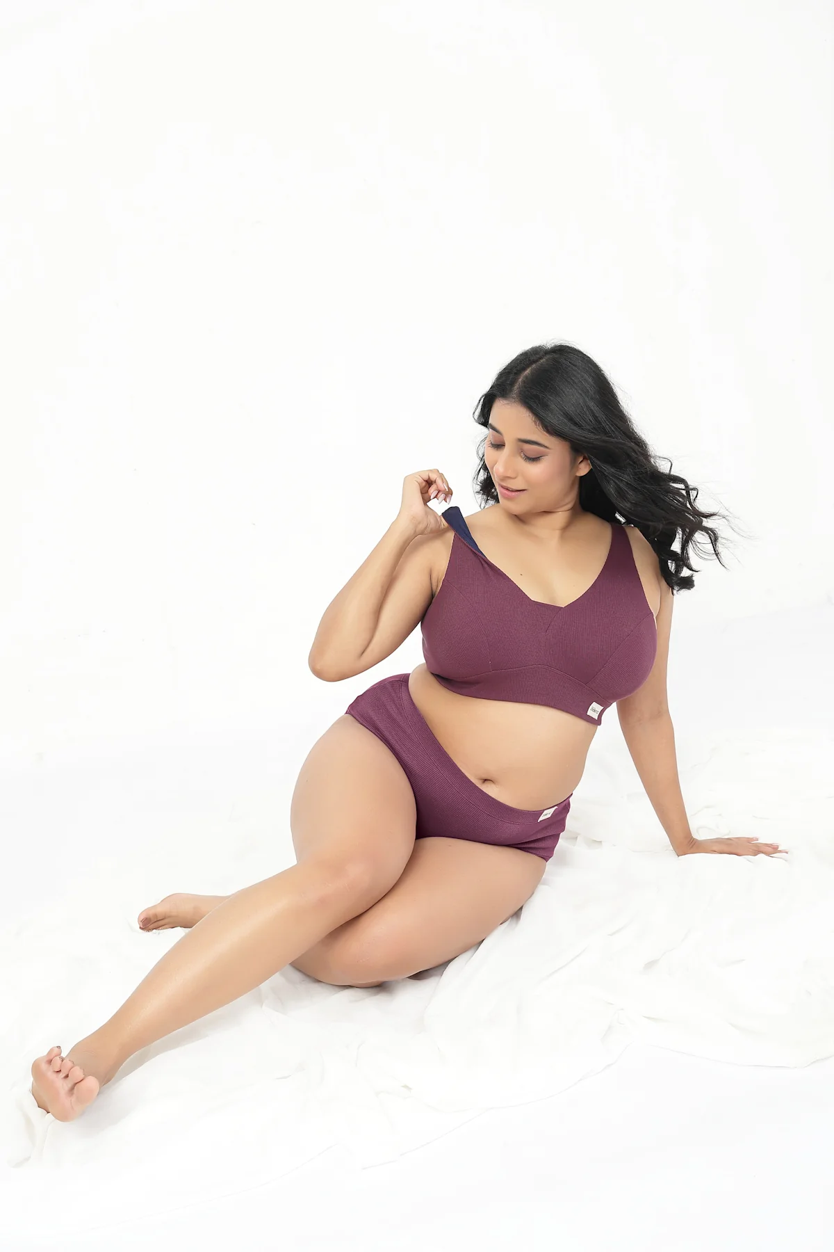 Sera Fine-Rib Bra - Dark Berry - Image 13