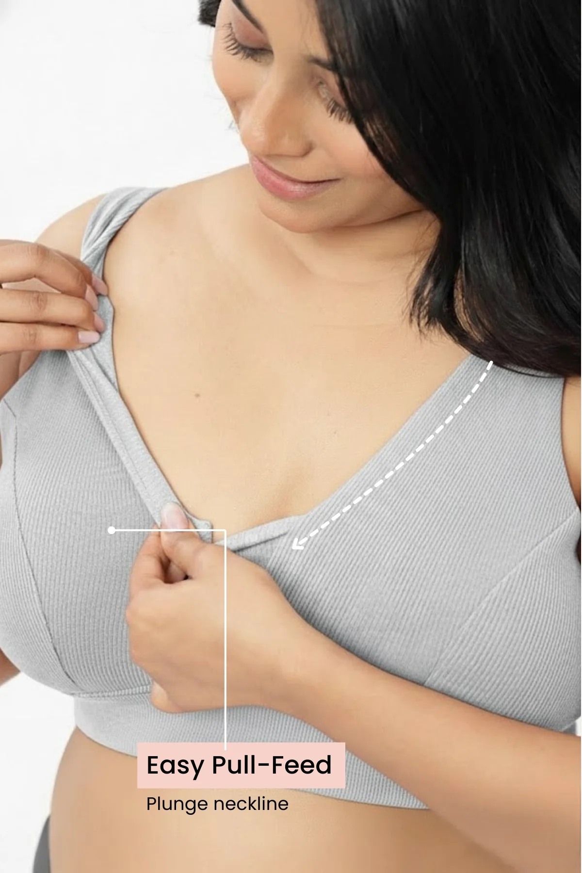 Sera Fine-Rib Bra - Grey Melange - Image 3