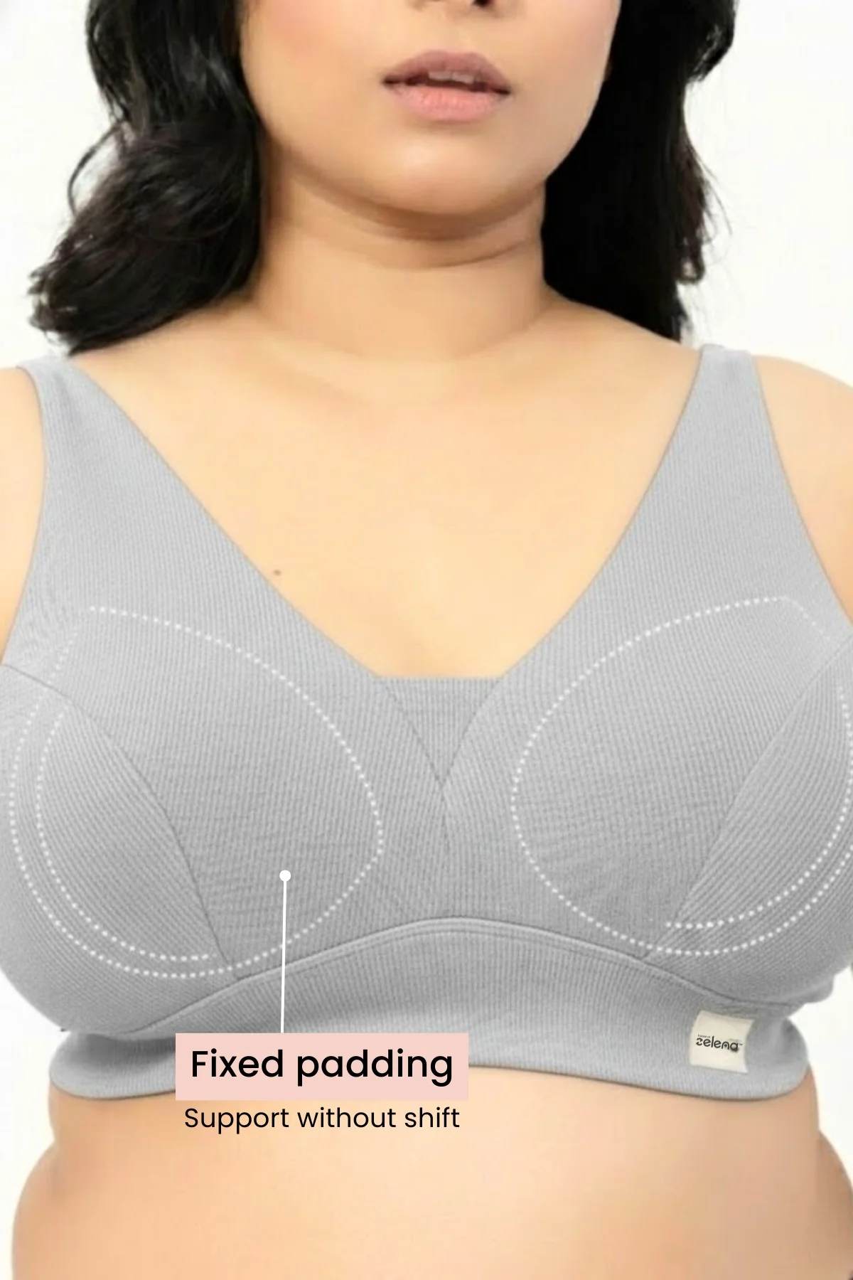 Sera Fine-Rib Bra - Grey Melange - Image 5