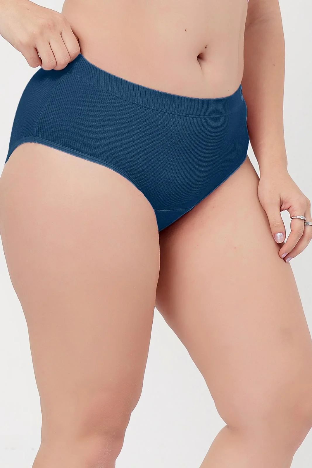 Sera Fine Rib Bra & Mid Rise Panty Set - Airforce - Image 7