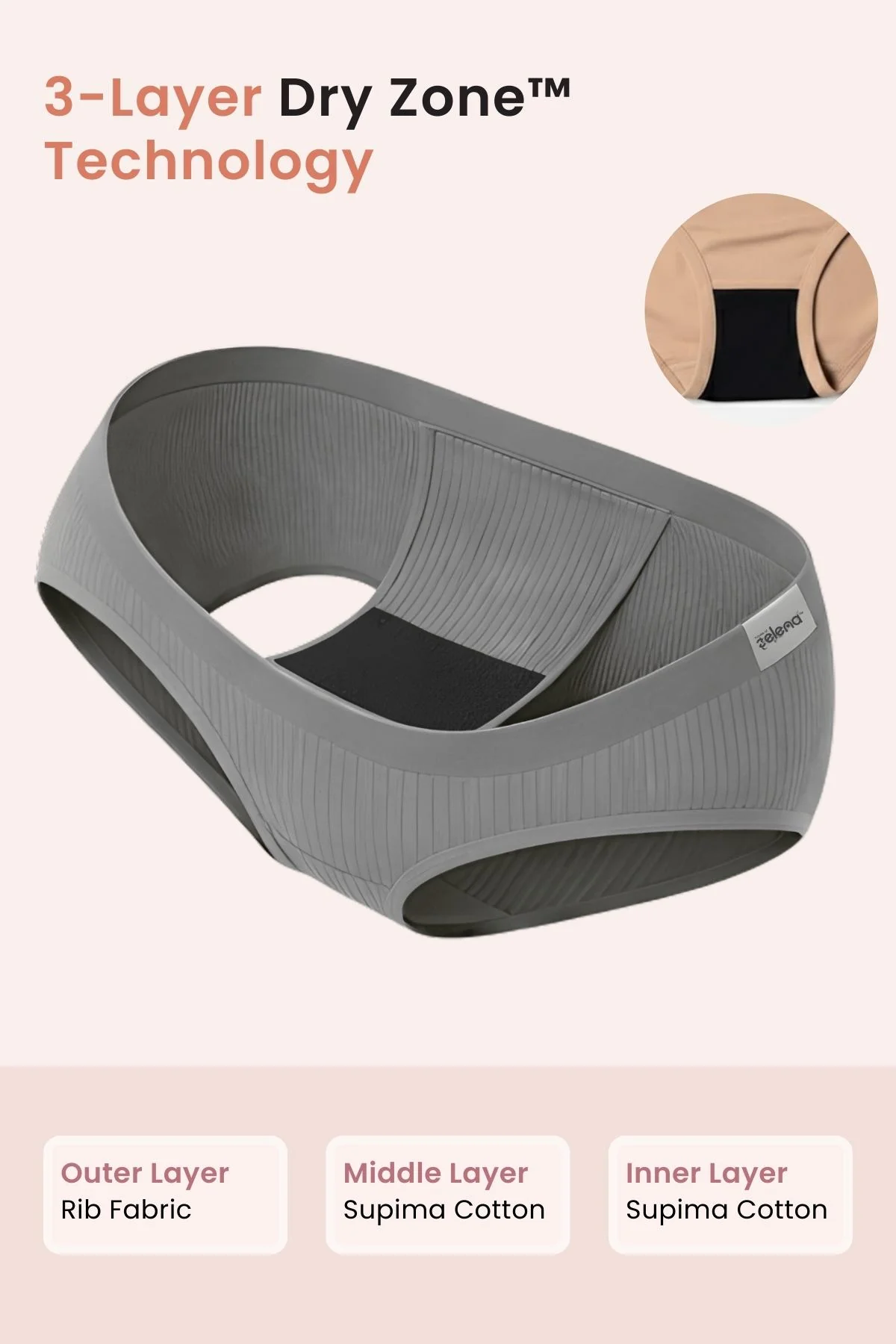 Sera Fine Rib Bra & Mid Rise Panty Set - Grey Melange - Image 8
