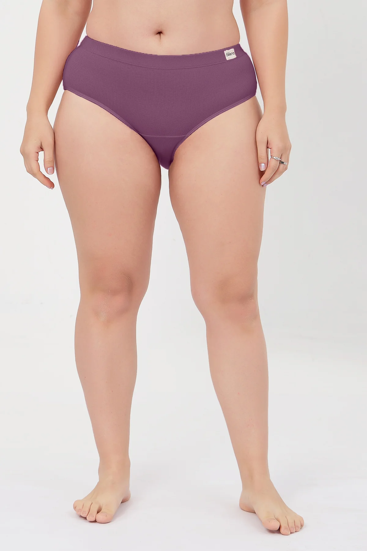 Sera Fine Rib Bra & Mid Rise Panty Set - Purple - Image 9