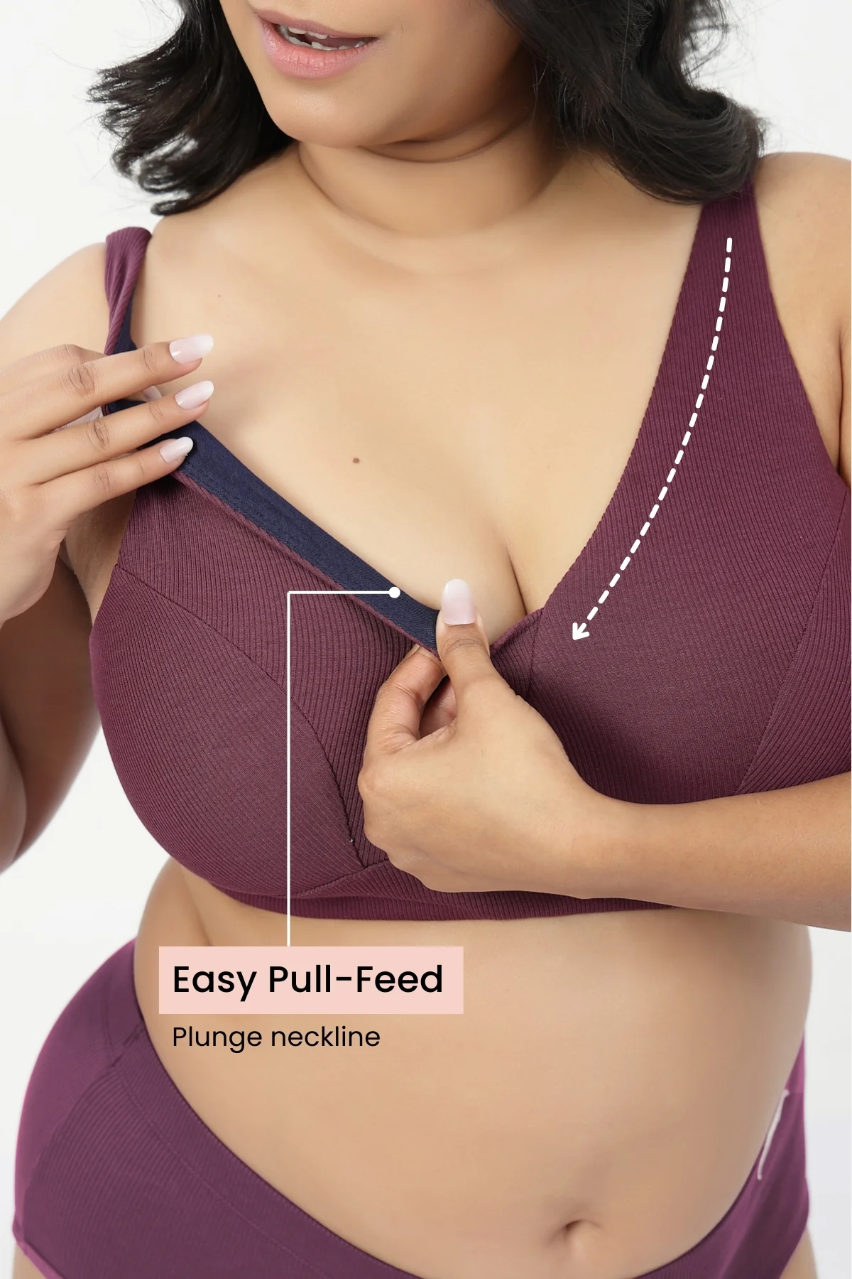 Sera Fine-Rib Bra - Dark Berry - Image 4