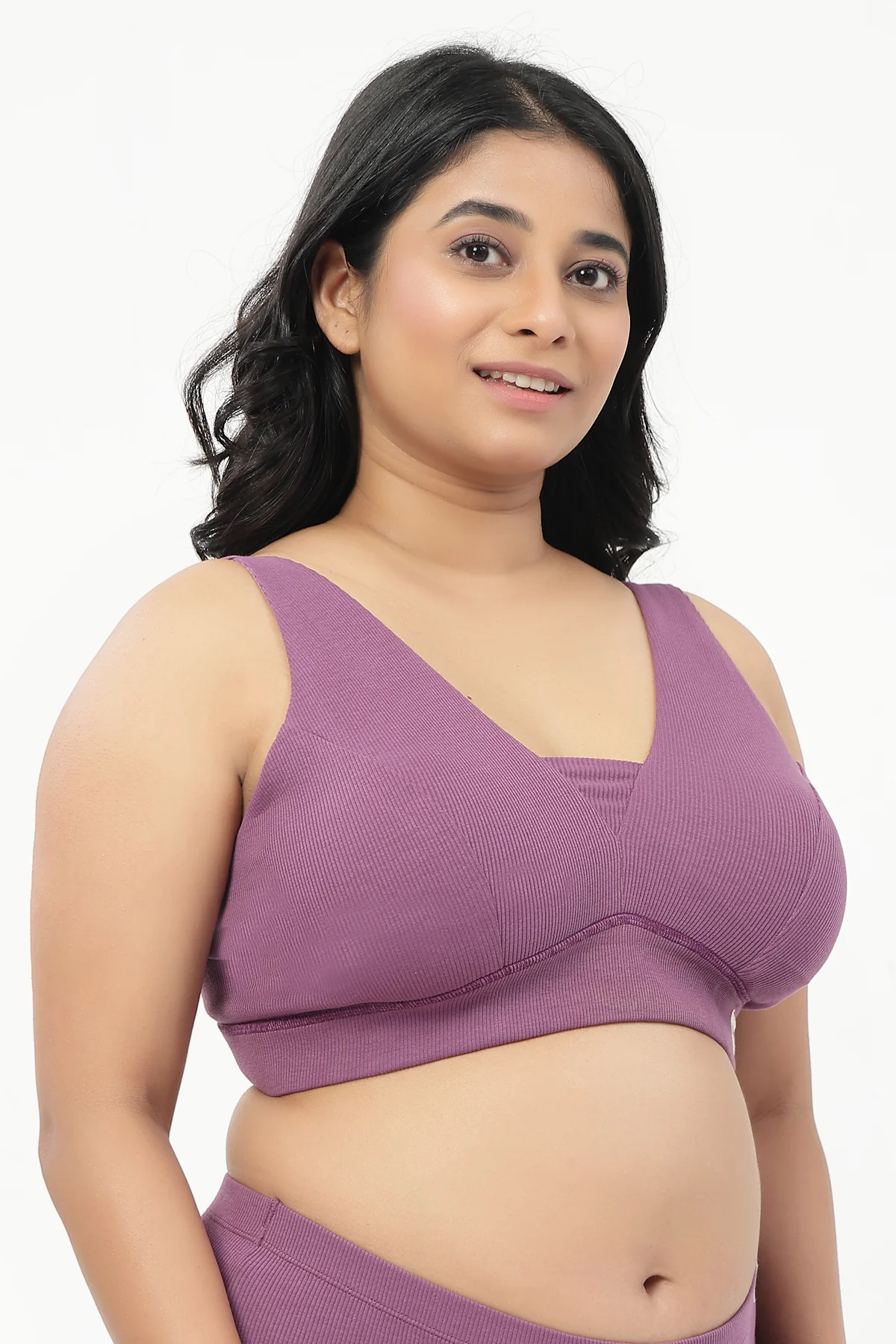 Sera Fine-Rib Bra - Purple - Image 4