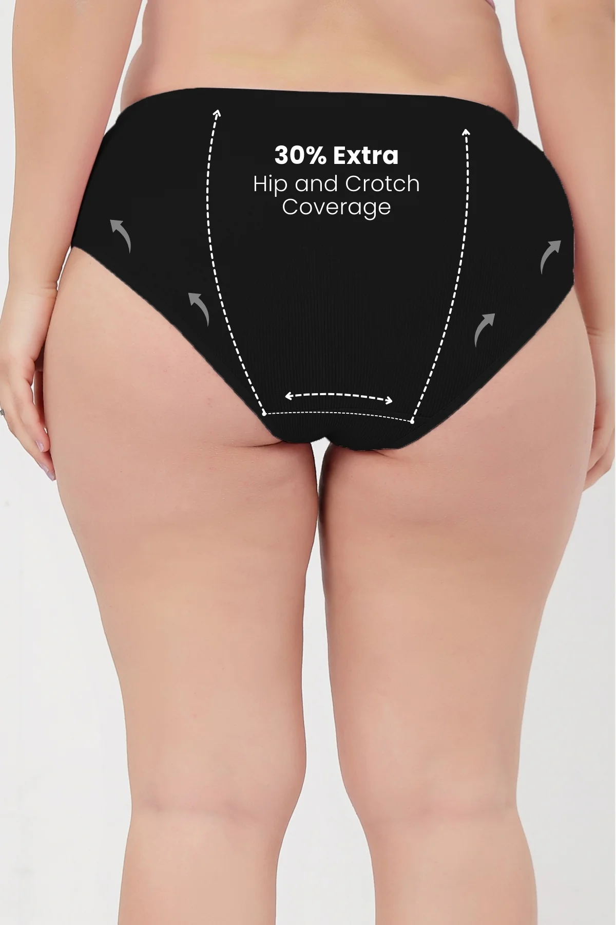 Sera Fine Rib Mid Rise Hipster - Black - Image 2