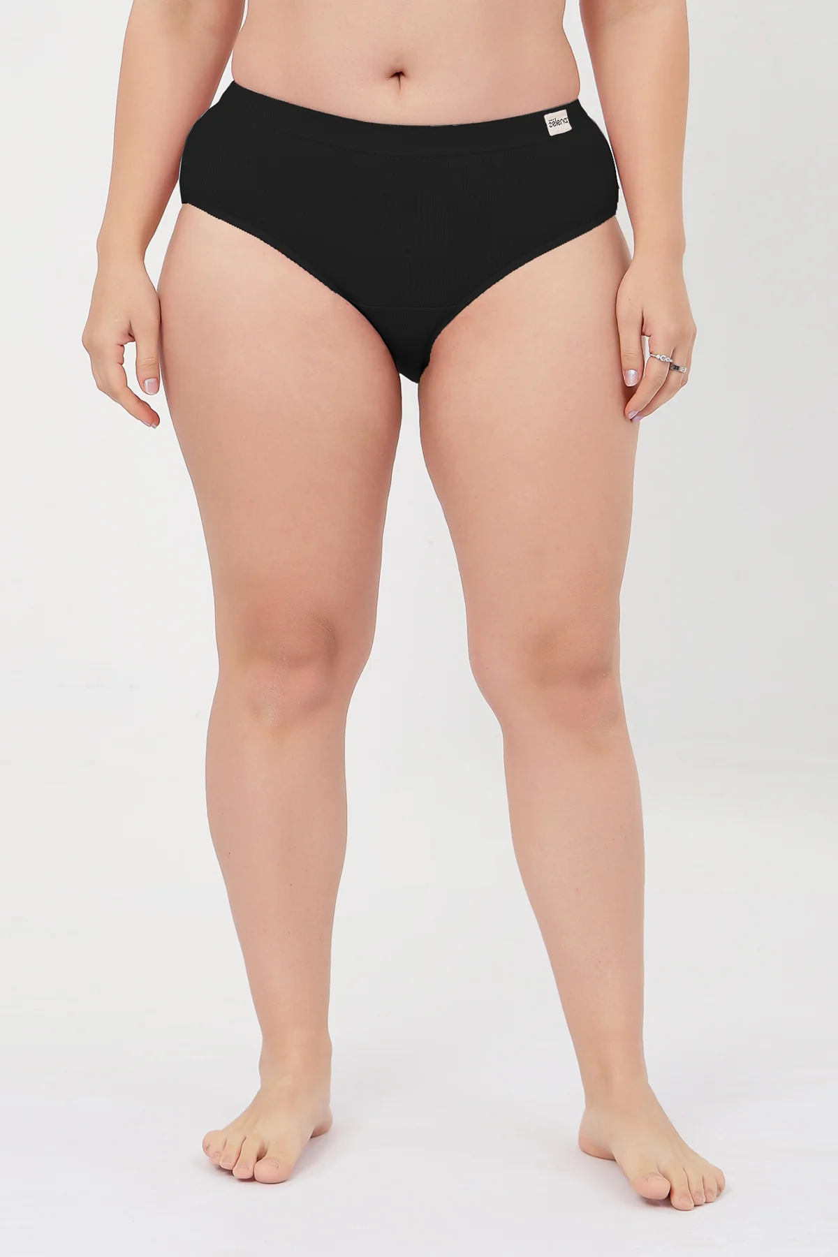 Sera Fine Rib Mid Rise Hipster - Black - Image 8