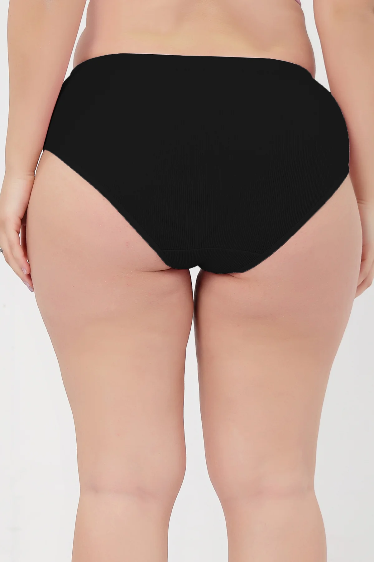 Sera Fine Rib Mid Rise Hipster - Black - Image 9