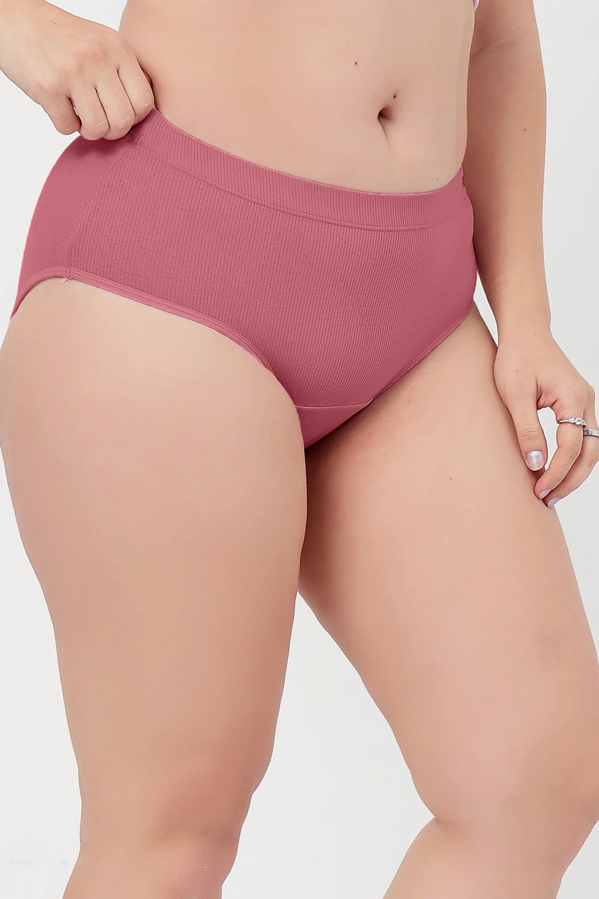 Sera Fine Rib Mid Rise Hipster - Blush - Image 10
