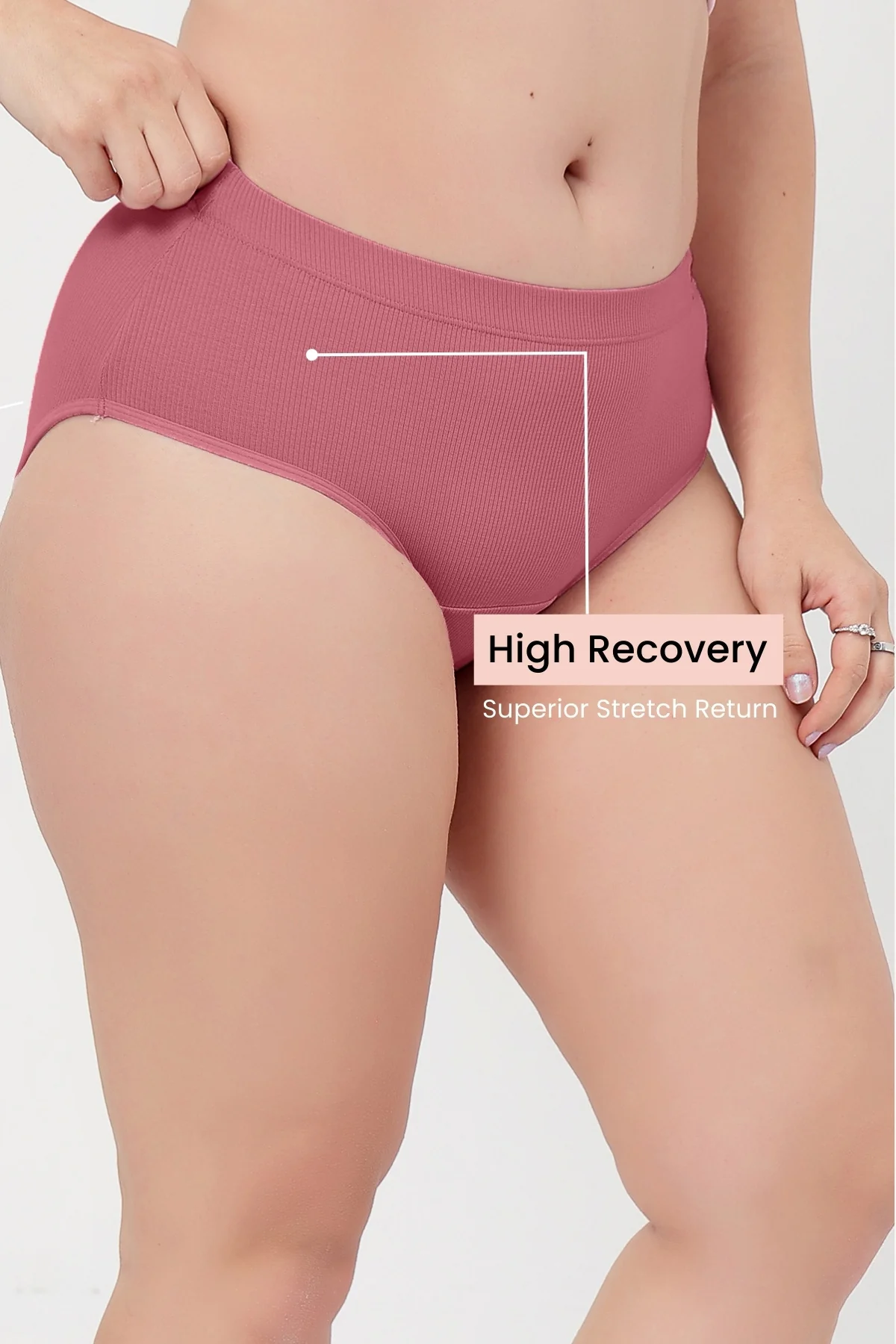 Sera Fine Rib Mid Rise Hipster - Blush - Image 4