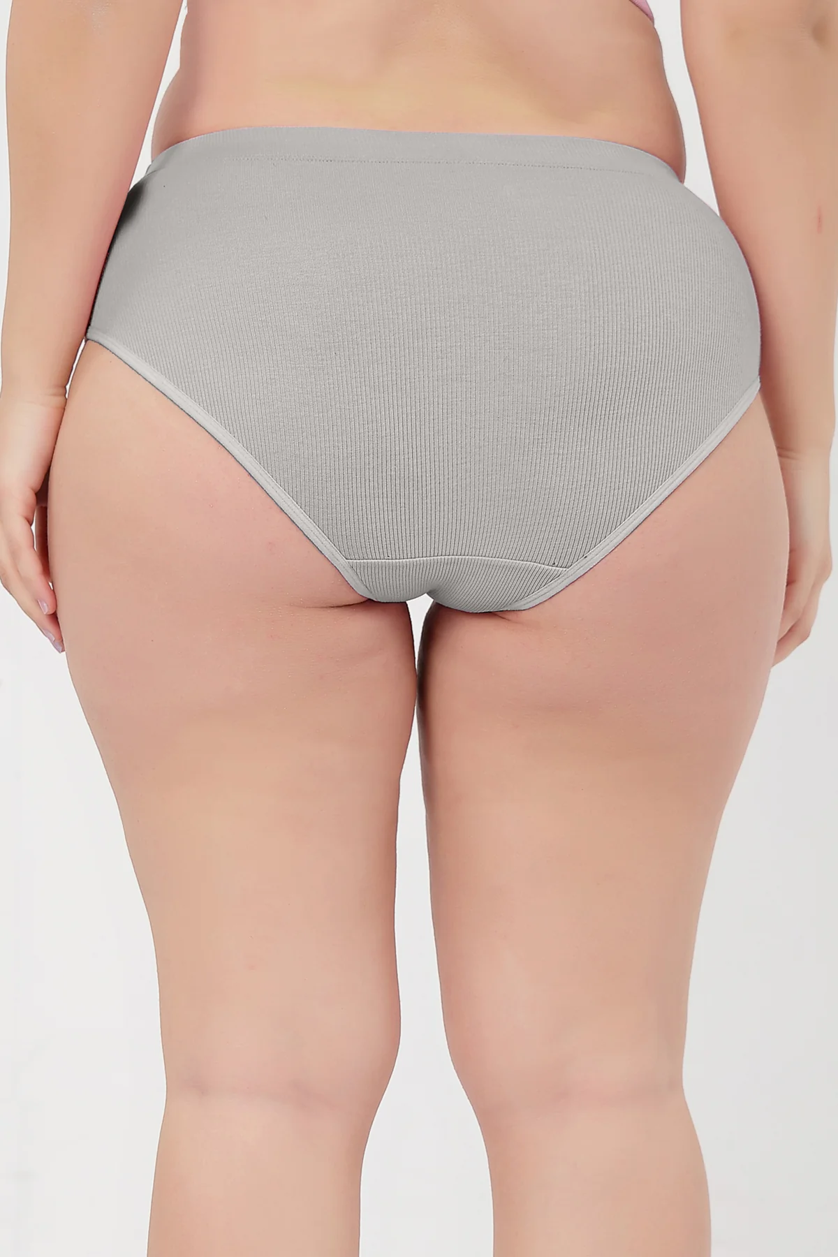 Sera Fine Rib Mid Rise Hipster - Grey Melange - Image 11