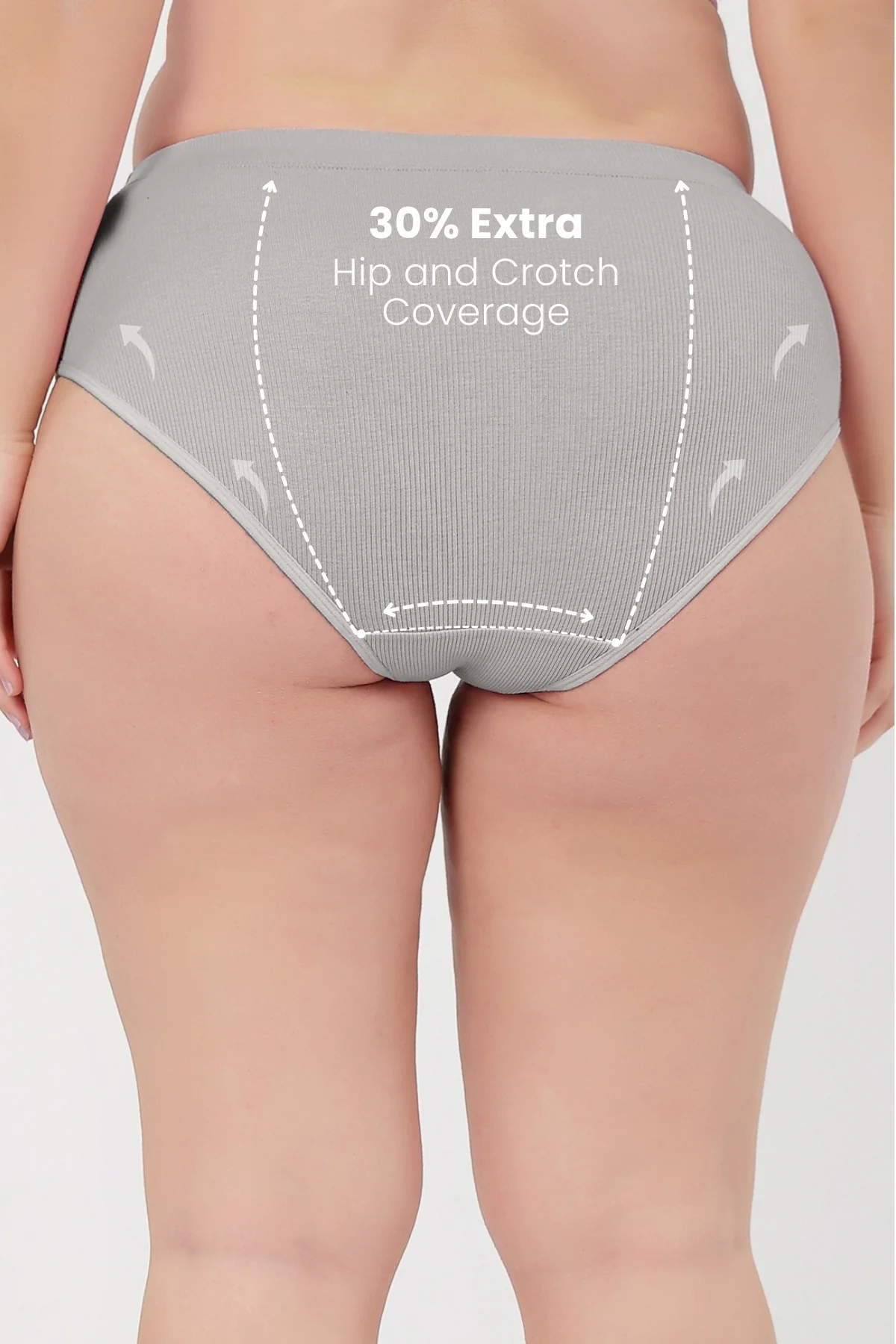 Sera Fine Rib Mid Rise Hipster - Grey Melange - Image 2