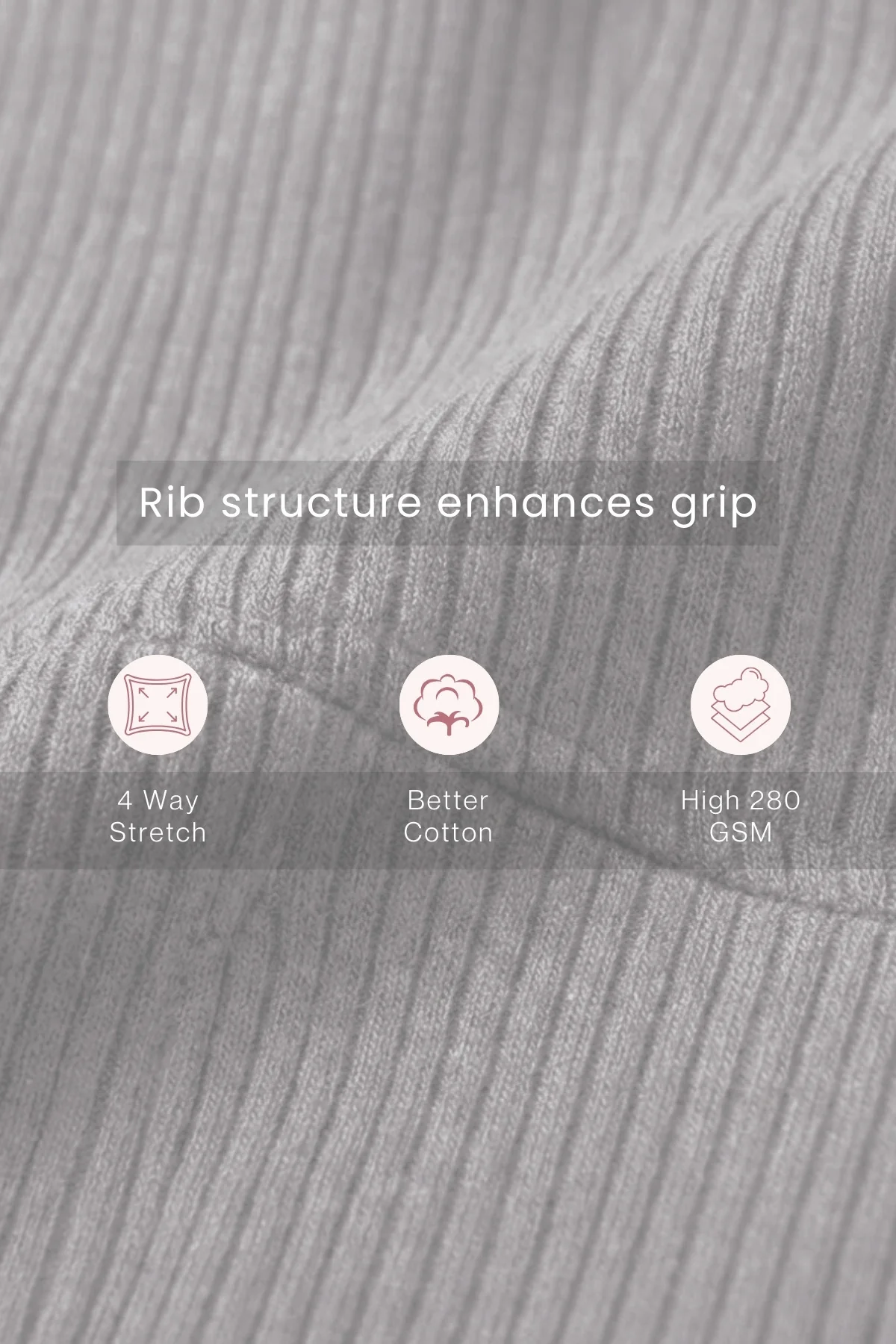 Sera Fine Rib Mid Rise Hipster - Grey Melange - Image 6