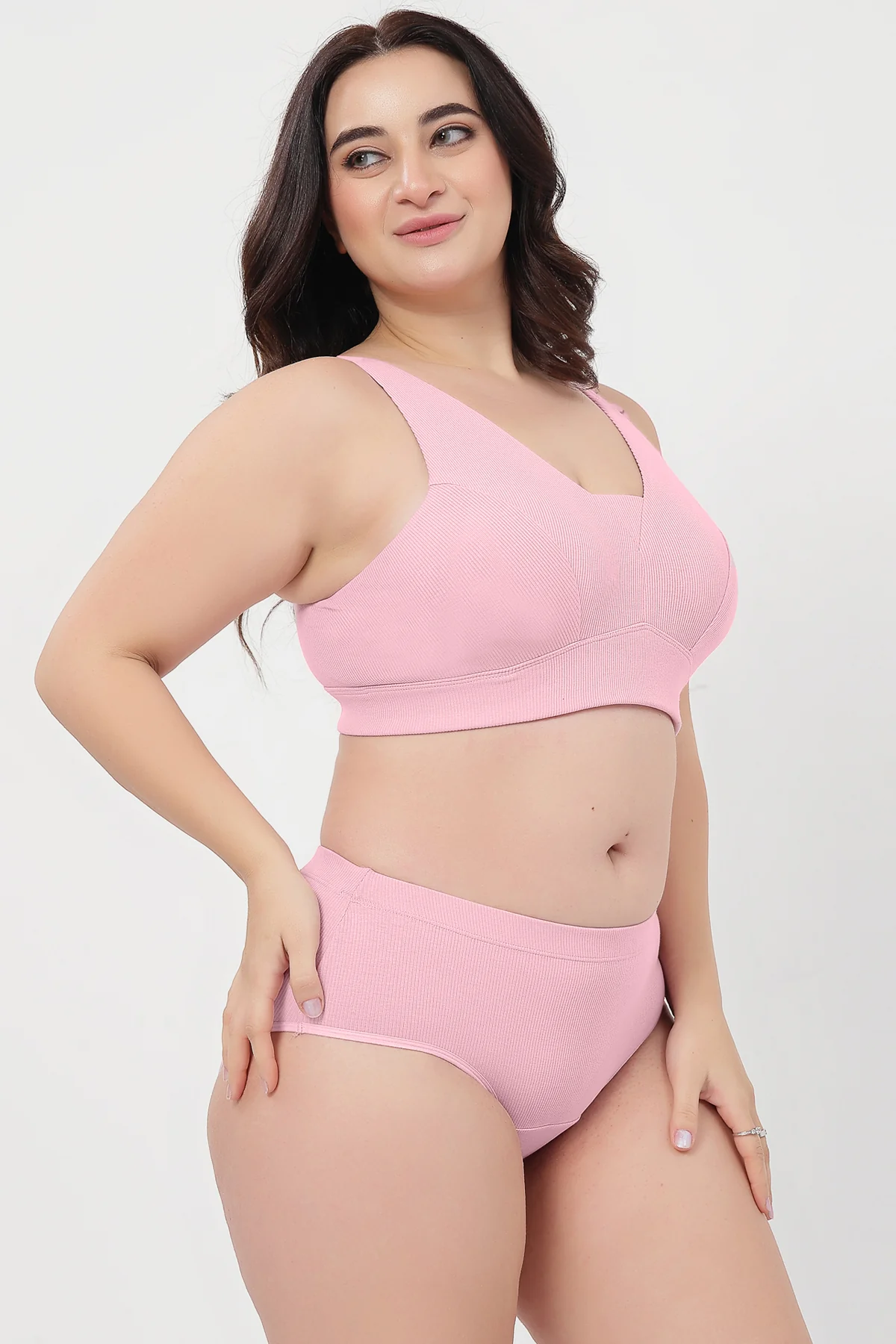 Sera Fine Rib Mid Rise Hipster - Pink - Image 10