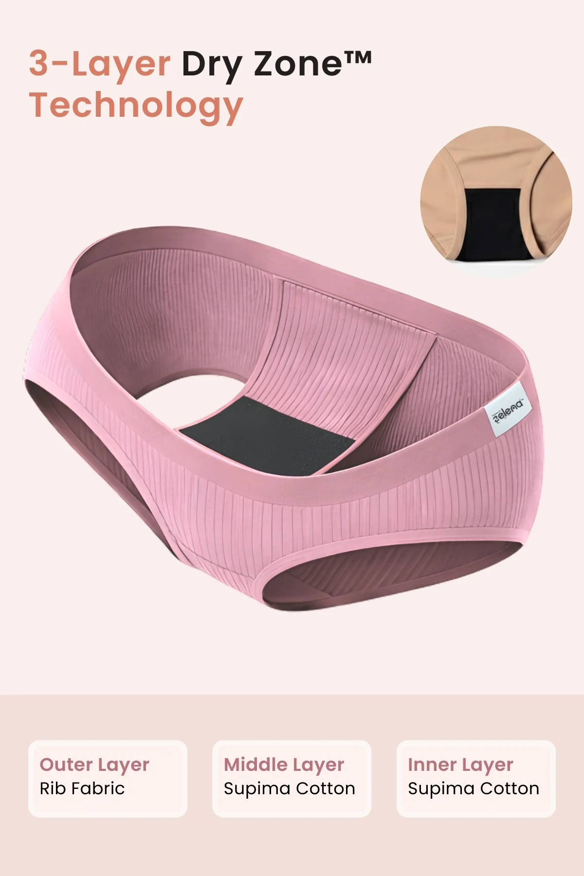 Sera Fine Rib Mid Rise Hipster - Pink - Image 3