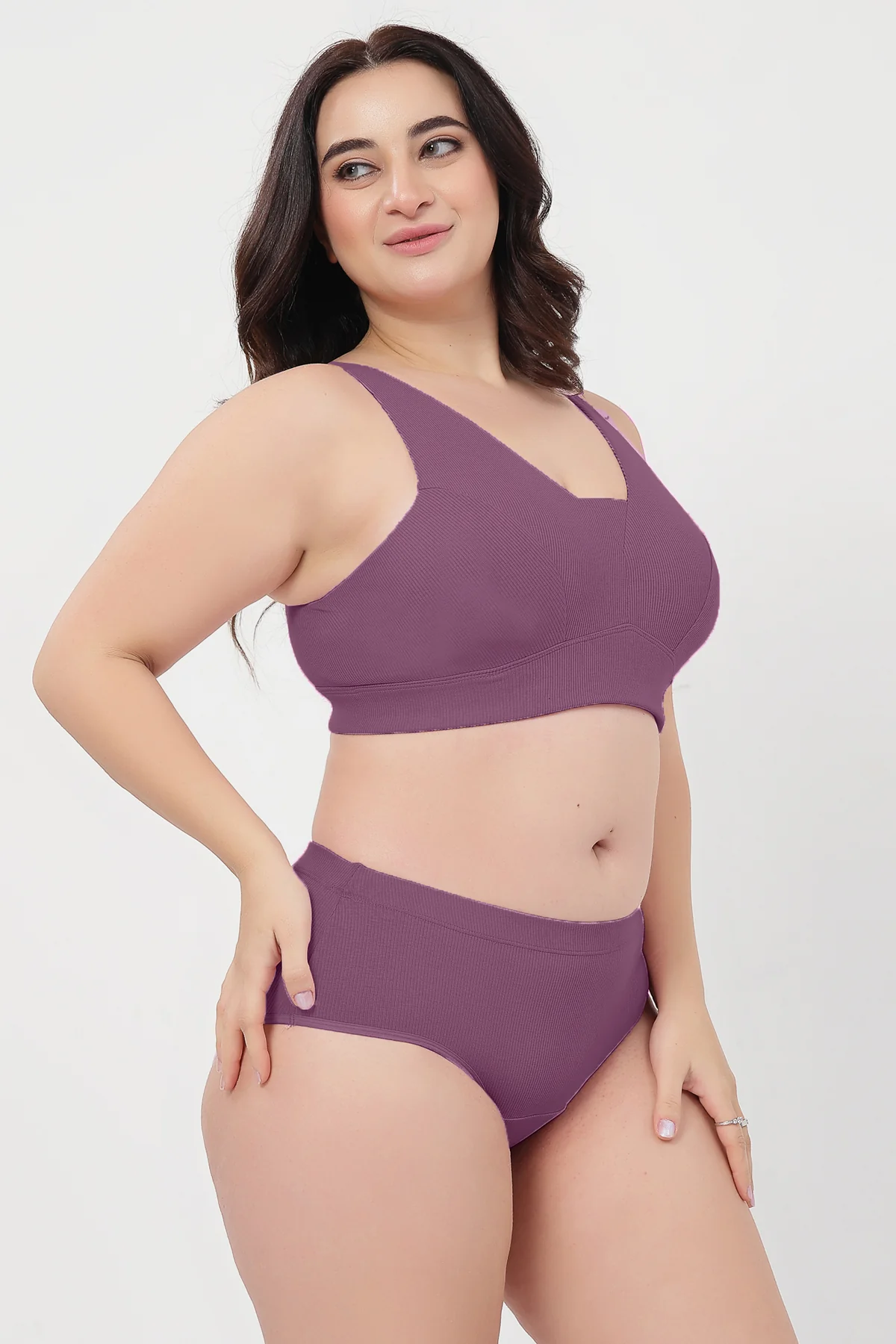 Sera Fine Rib Mid Rise Hipster - Purple - Image 11