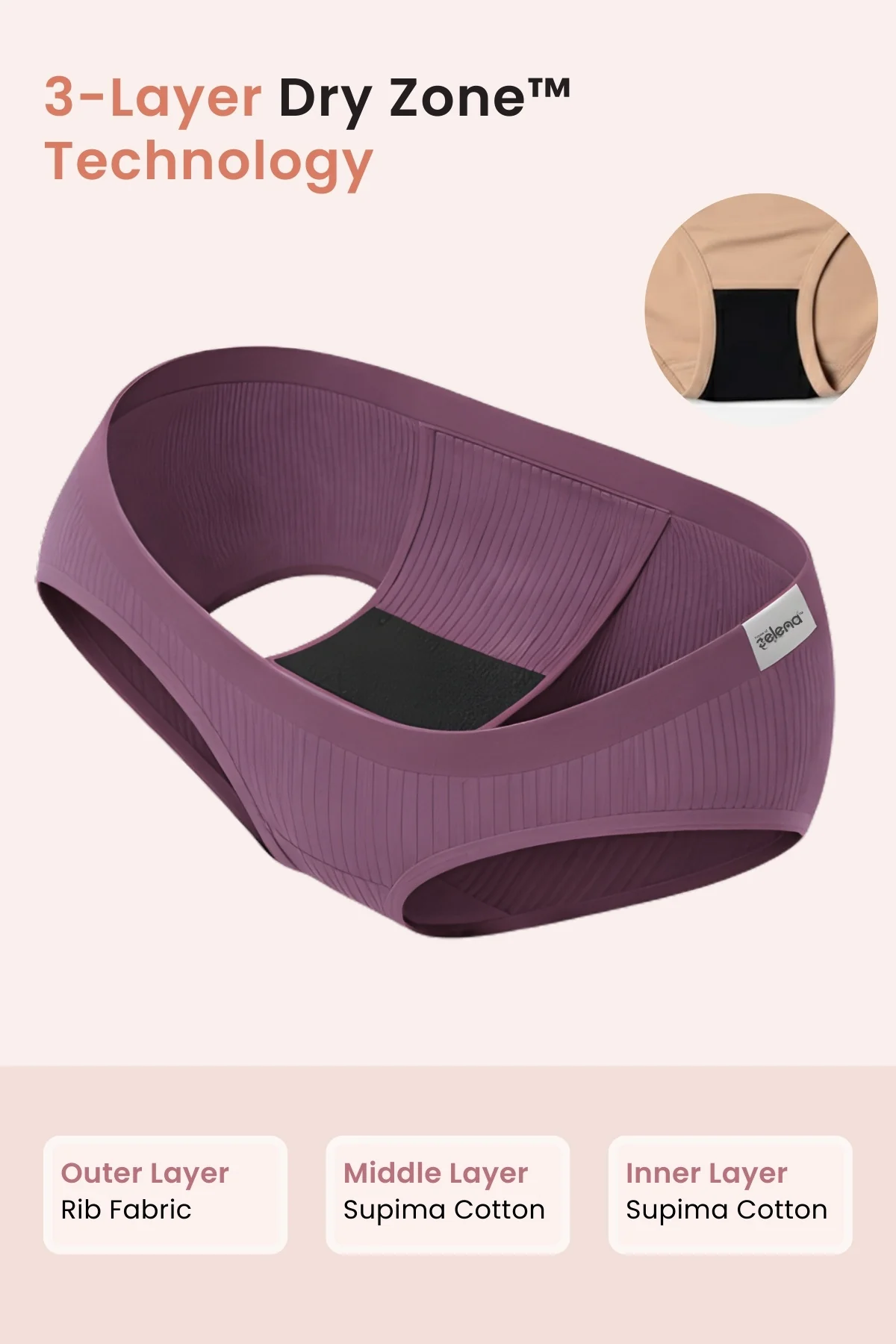 Sera Fine Rib Mid Rise Hipster - Purple - Image 3