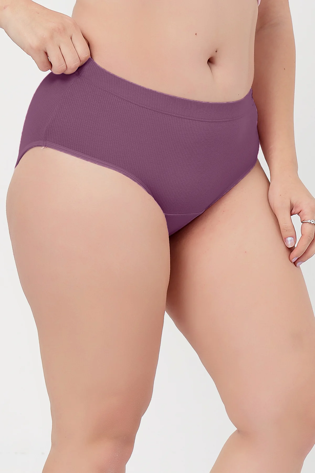 Sera Fine Rib Mid Rise Hipster - Purple - Image 9