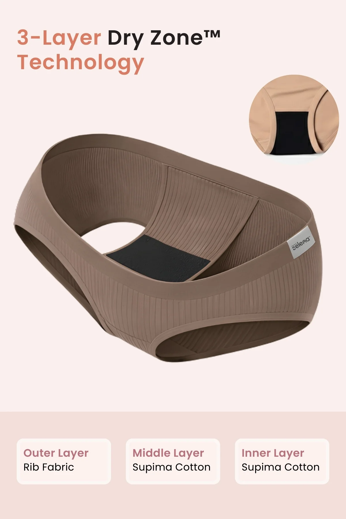 Sera Fine Rib Mid Rise Hipster - Skin - Image 3