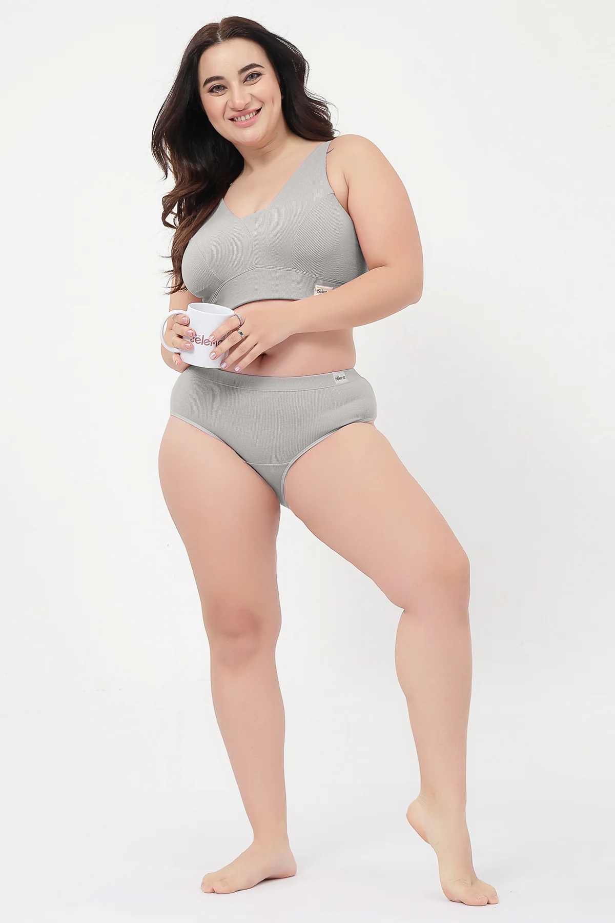 Sera Fine Rib Mid Rise Hipster Pack of 3 - (Skin, Grey Melange, Black) - Image 12