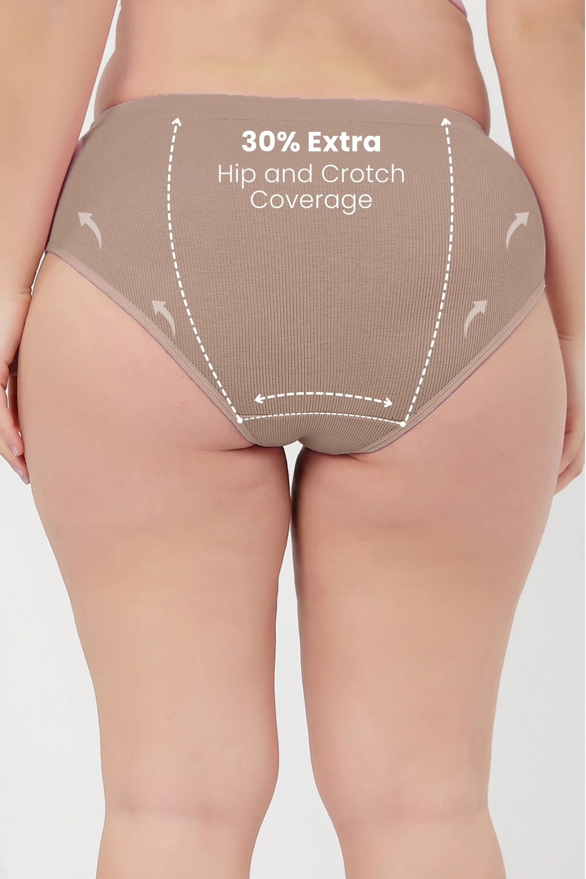 Sera Fine Rib Mid Rise Hipster Pack of 3 - (Skin, Grey Melange, Black) - Image 2