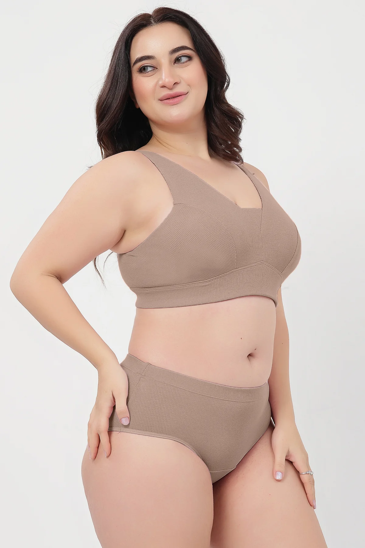 Sera Fine Rib Mid Rise Hipster - Skin - Image 11