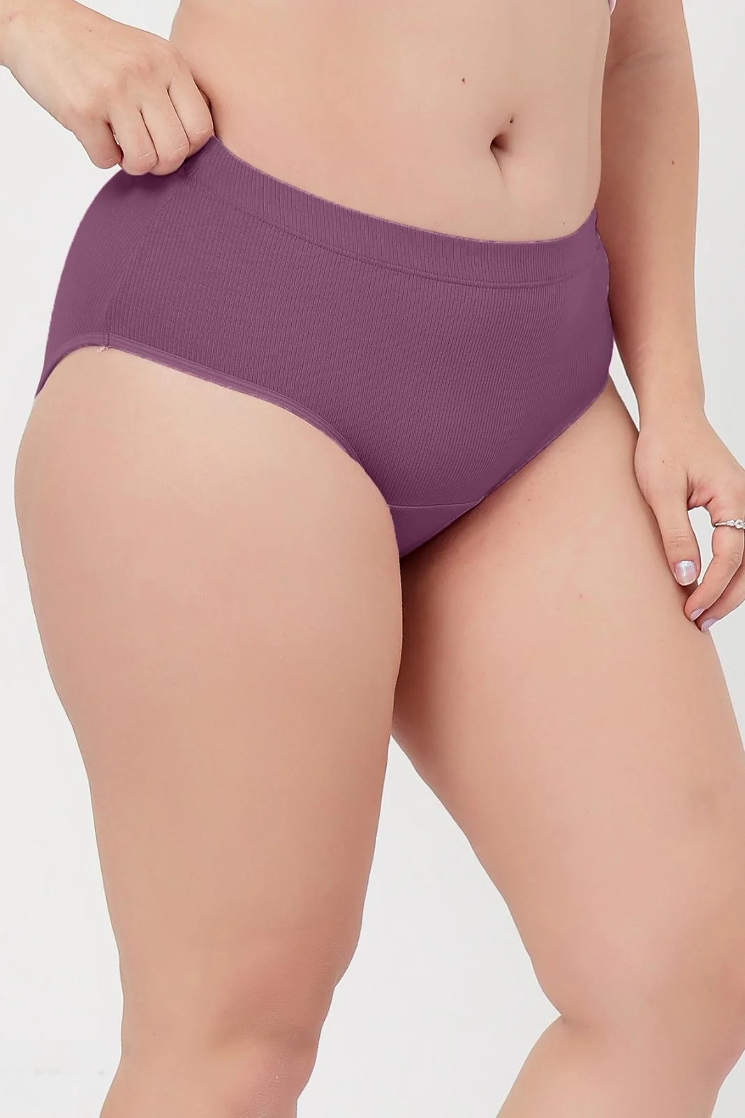 Sera Fine Rib Mid Rise Hipster Pack of 3 - (Skin, Purple, Black) - Image 7