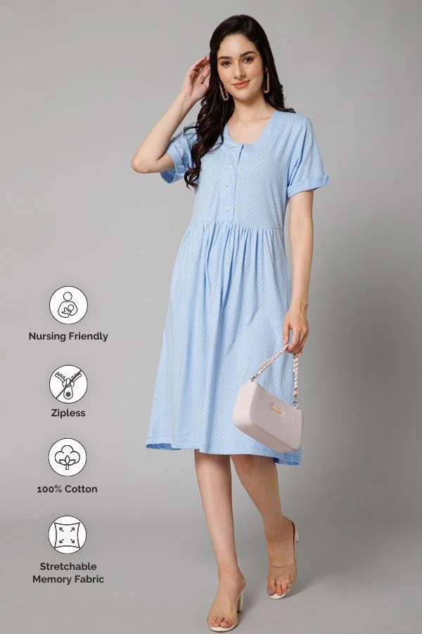 Air Zipless Feeding Dress with 2 Side Pockets - Image 2
