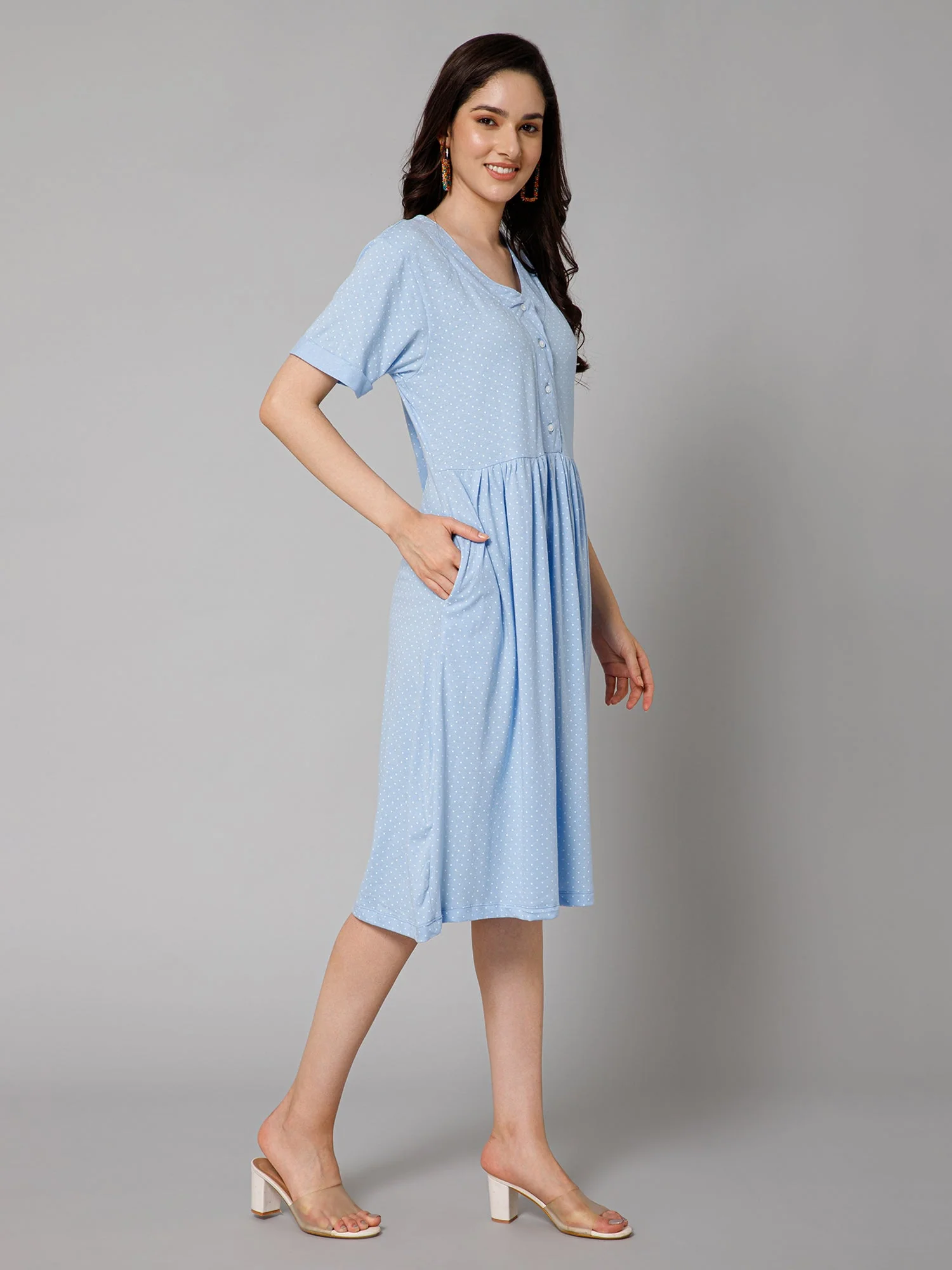 Air Zipless Feeding Dress with 2 Side Pockets - Image 6