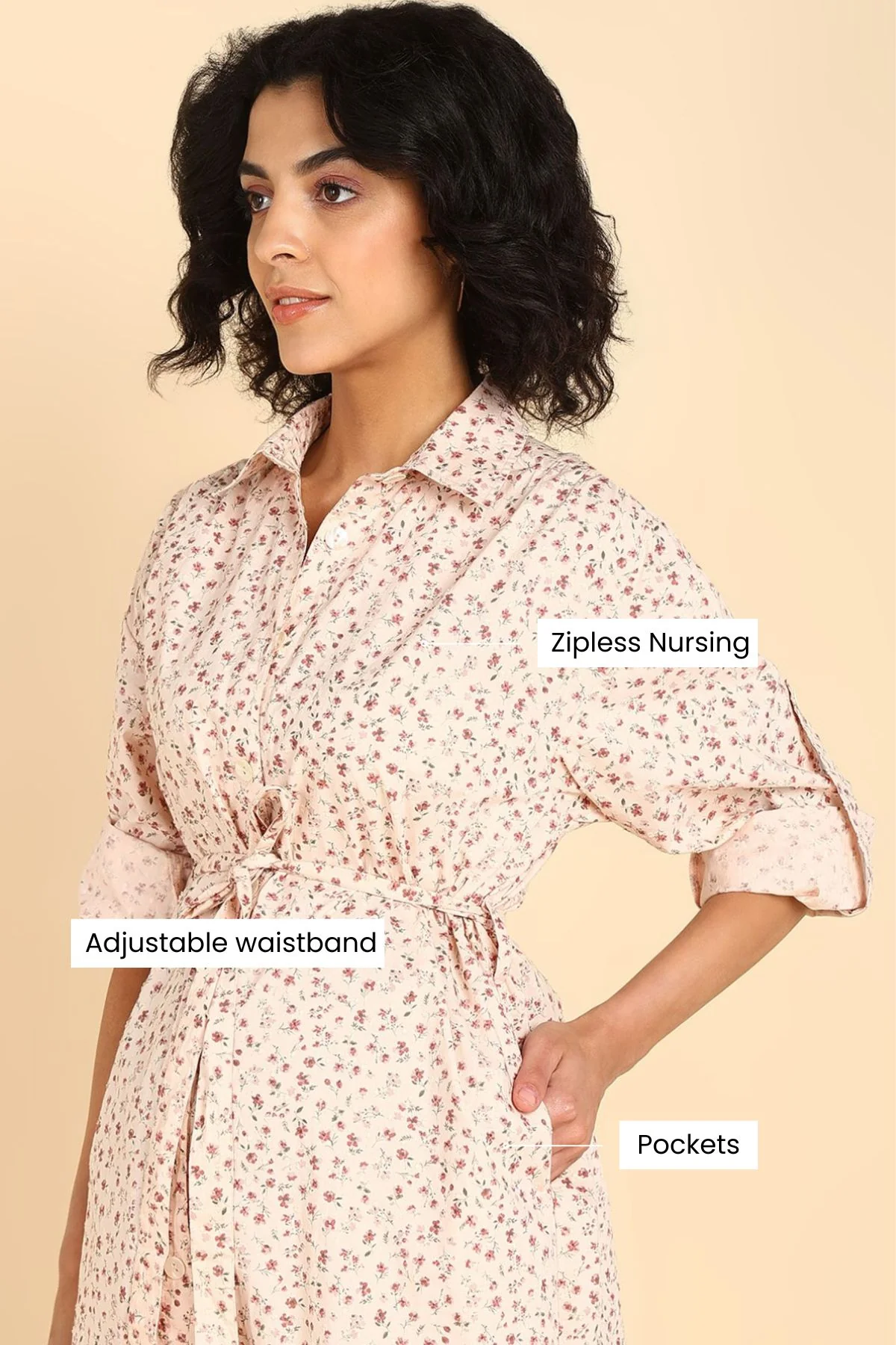 Swiss Dot Dobby 100% Cotton Shirt Dress - Image 3