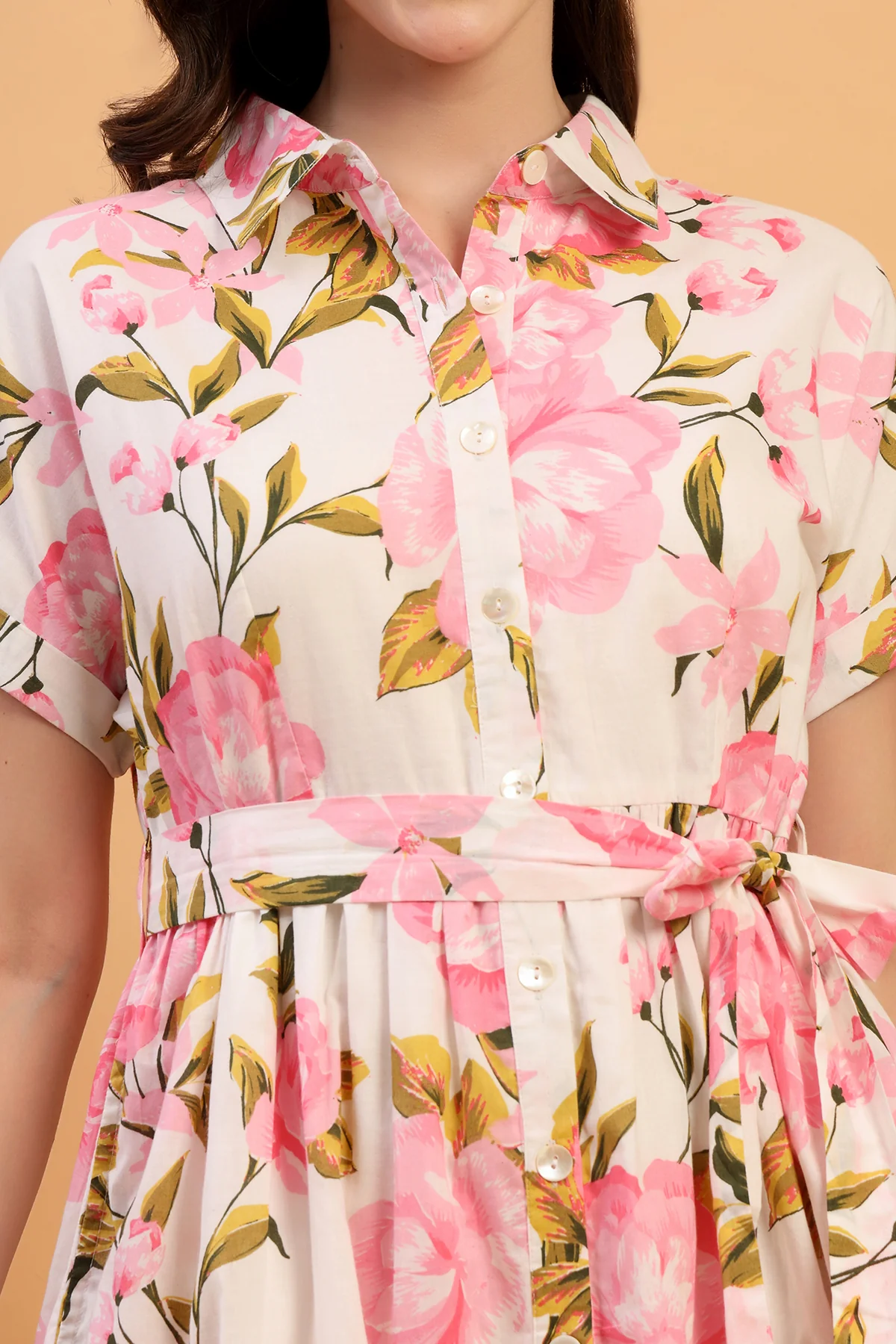 Tara Rose Bloom Printed Tiered Cotton Poplin Zipless Feeding Shirt Dress - Image 5