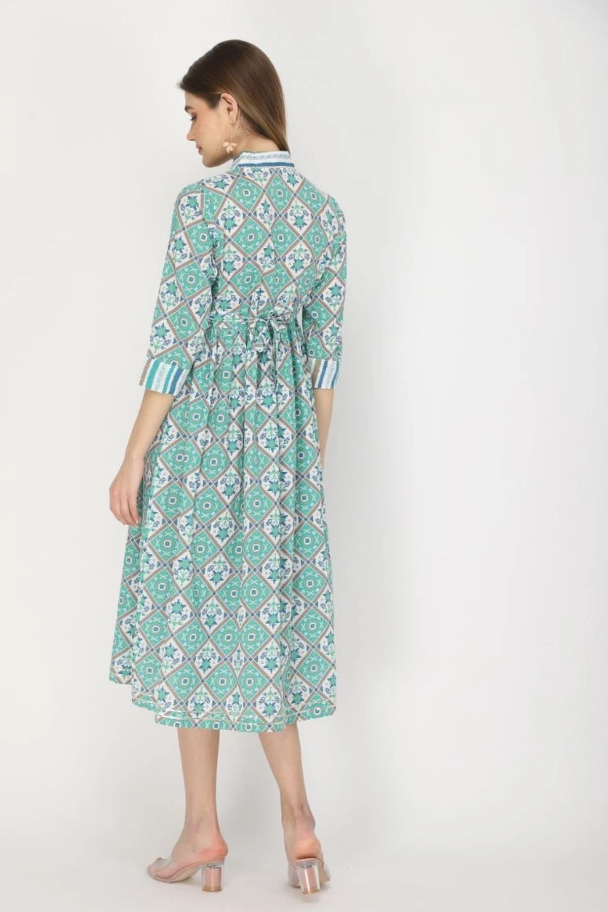 Teal and white feeding & maternity Kurtis - Image 4