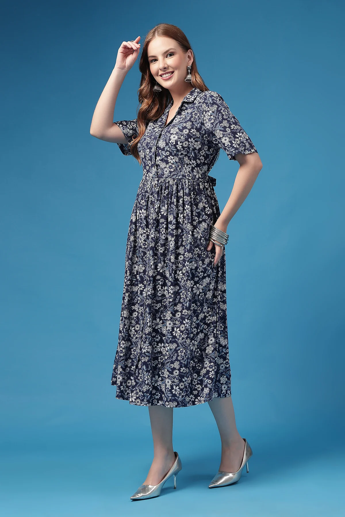 The Indigo Floral Zipless Feeding Shirtdress - Image 6
