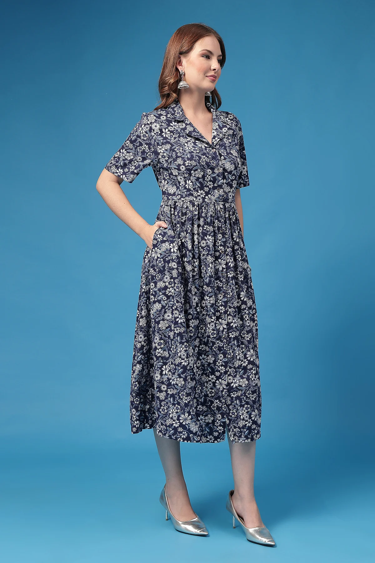 The Indigo Floral Zipless Feeding Shirtdress - Image 7