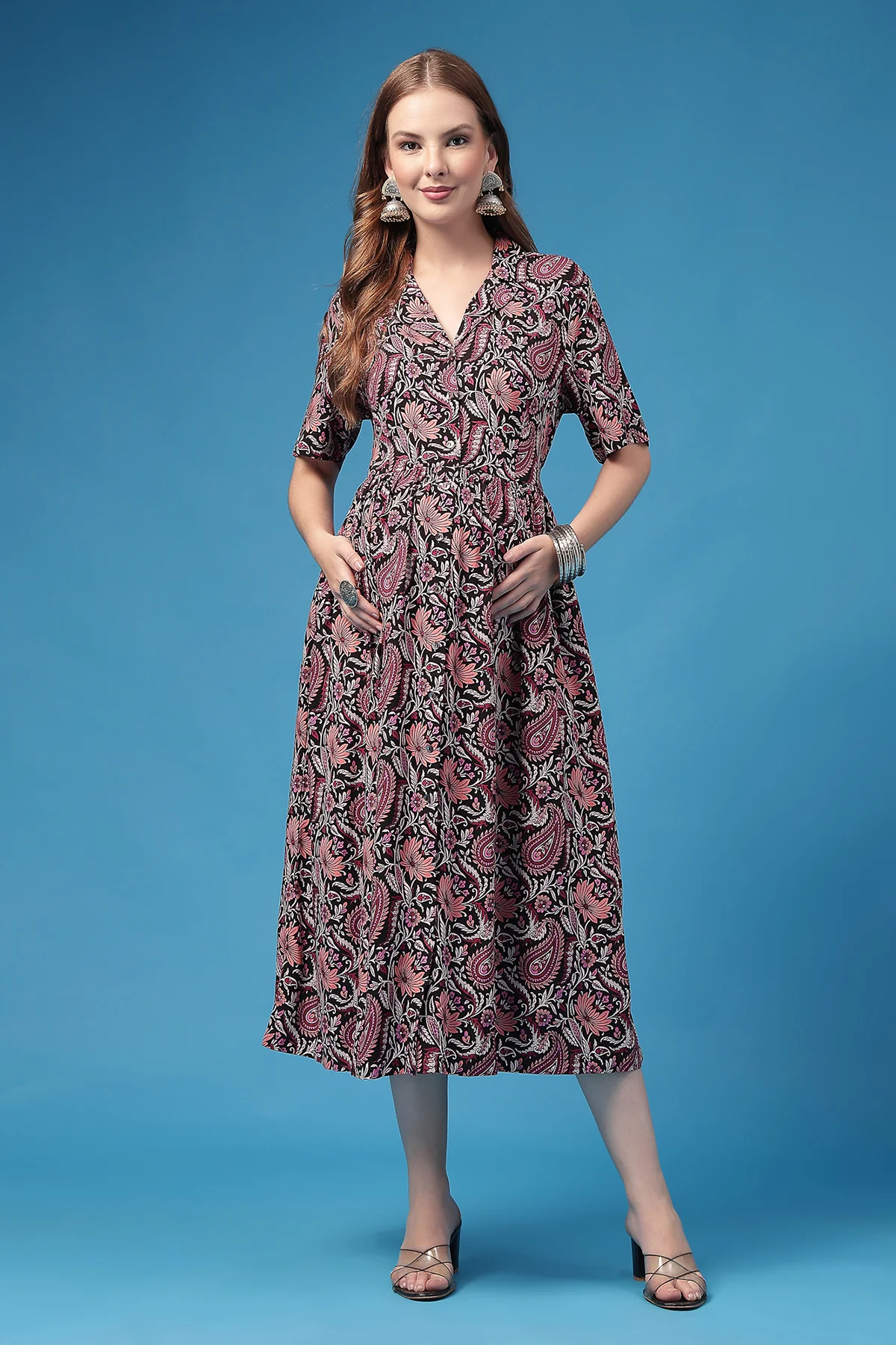 The Plum Paisley Zipless Feeding Shirtdress - Image 4