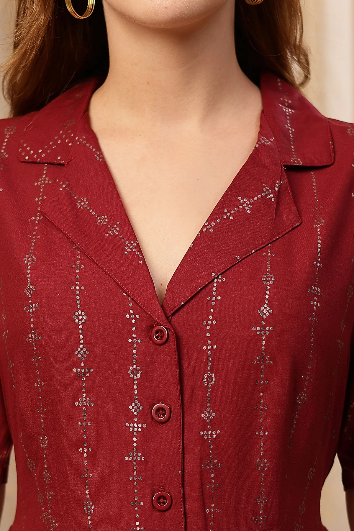 V-Neck Burgundy Maternity Dress with Zipless Feeding - Image 6