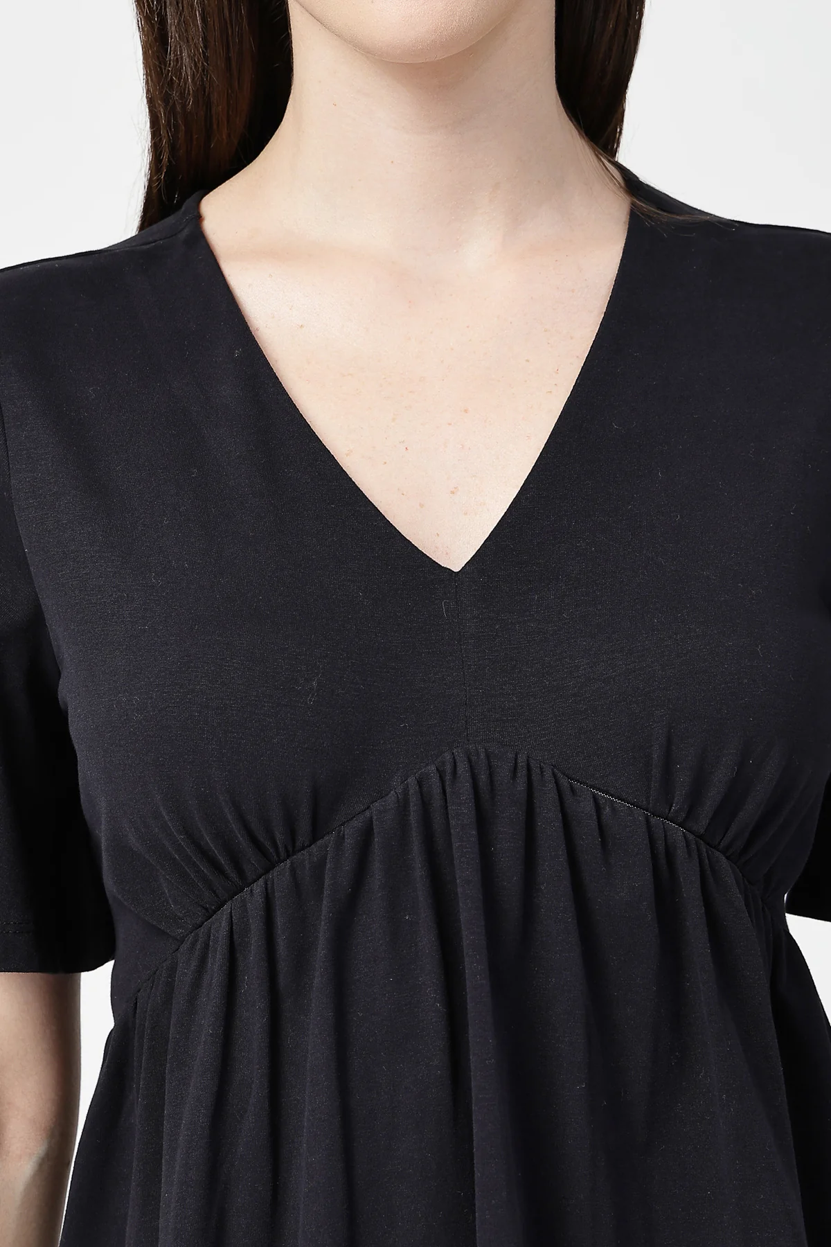 V-Neck Cotton Maternity Nursing Top - Black - Image 6