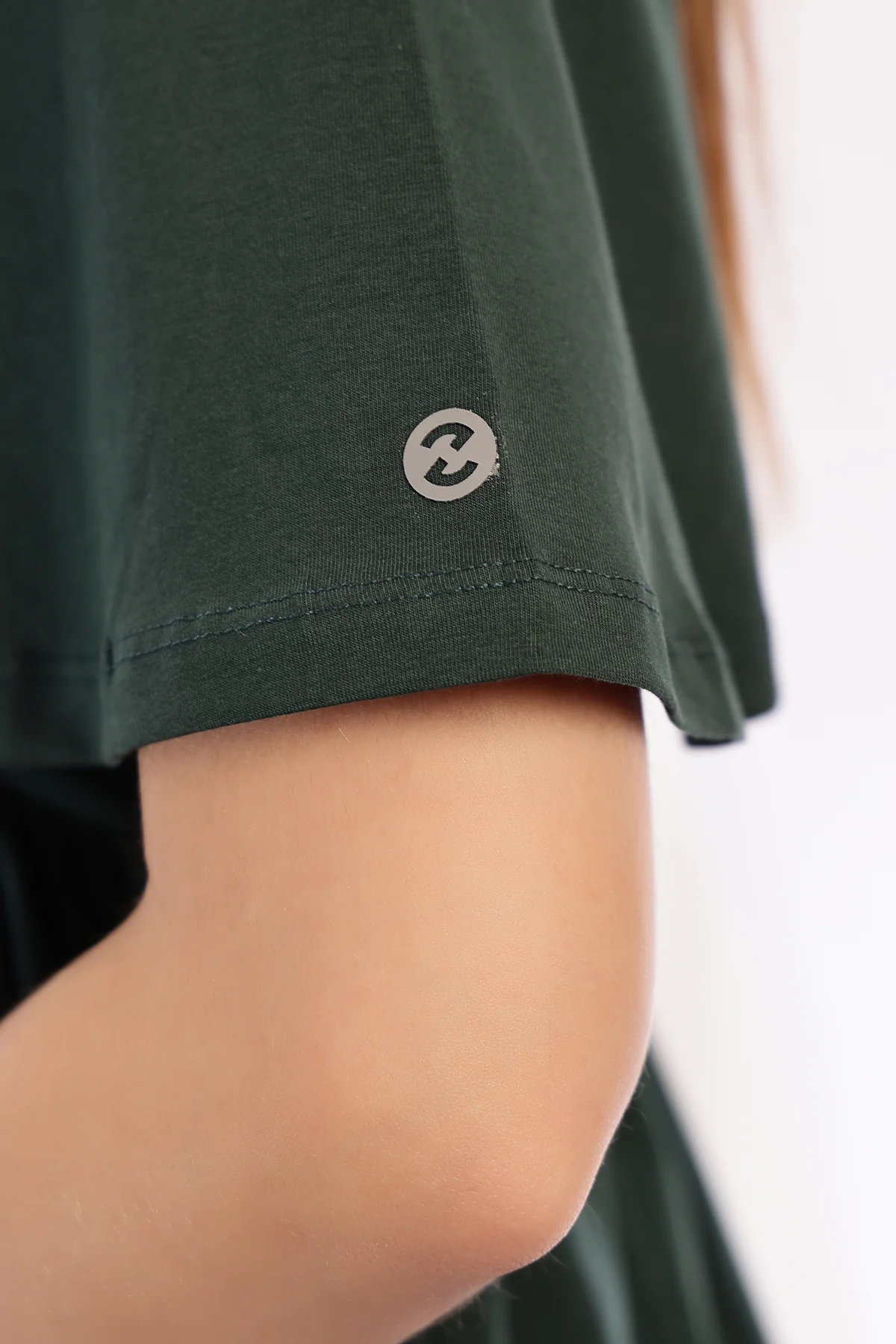 V-Neck Cotton Maternity Nursing Top - Bottle Green - Image 6