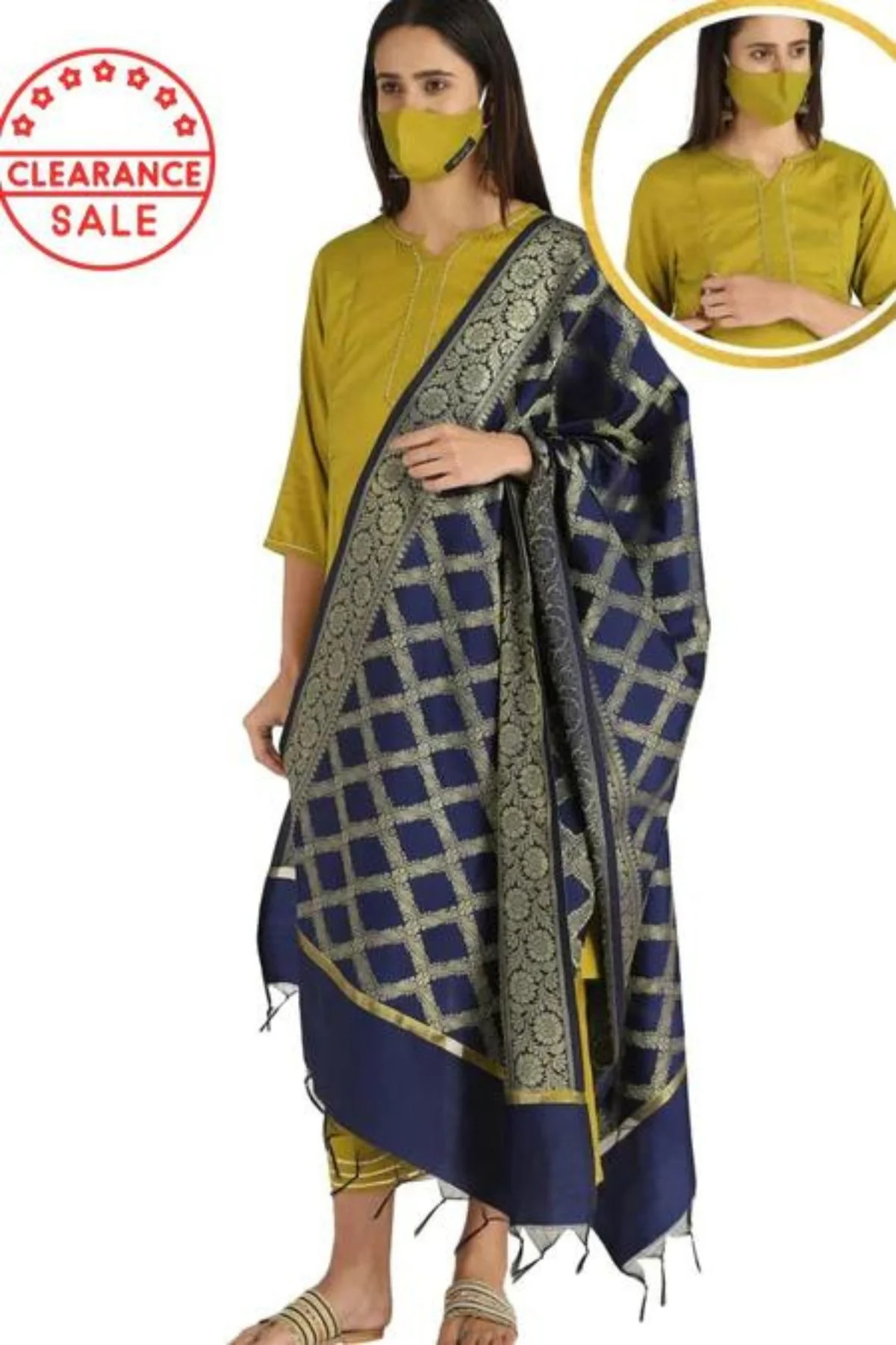Blue Banarasi Dupatta - Image 3