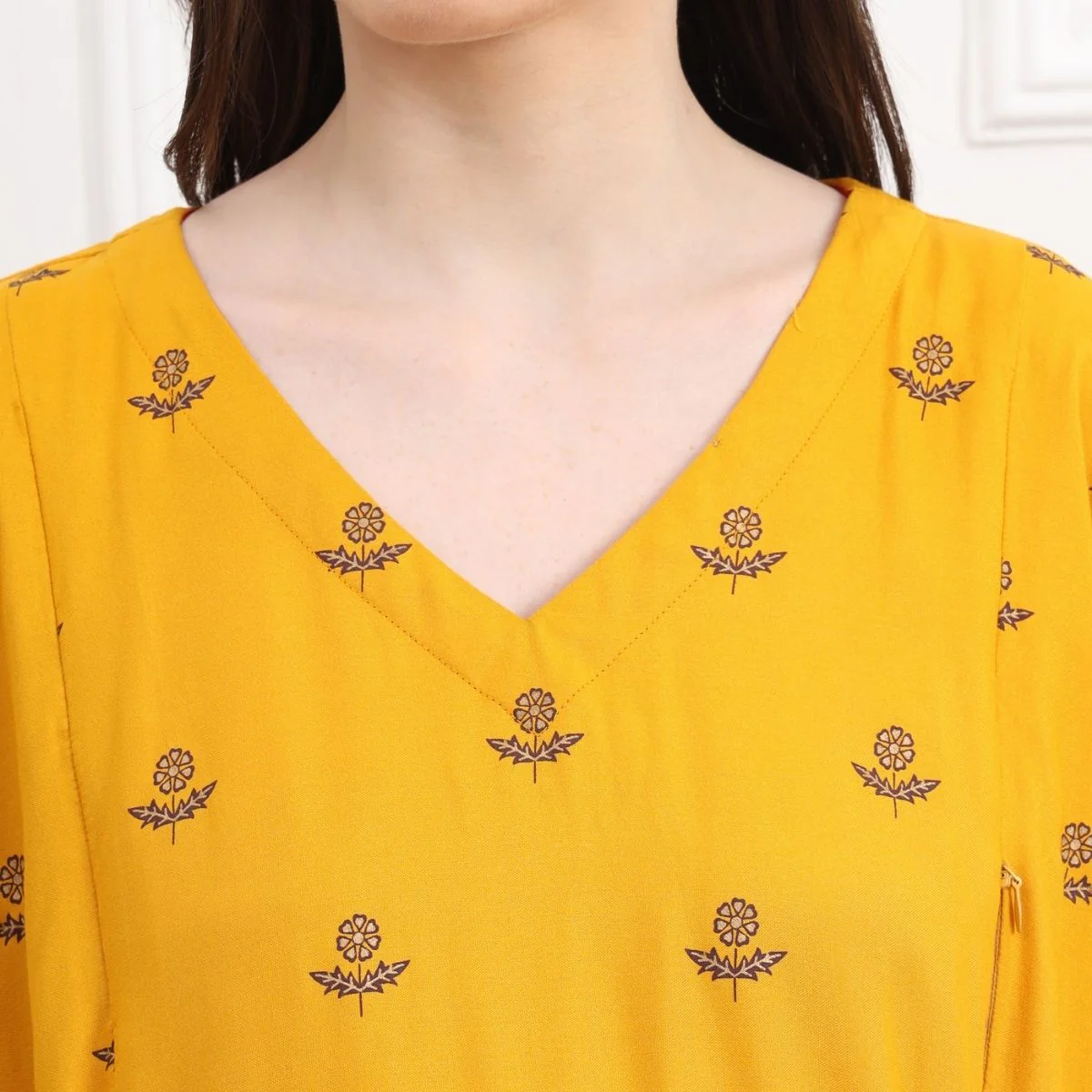 Yellow Pregnancy Maternity Kaftan Set (Top & Bottom) - Image 7