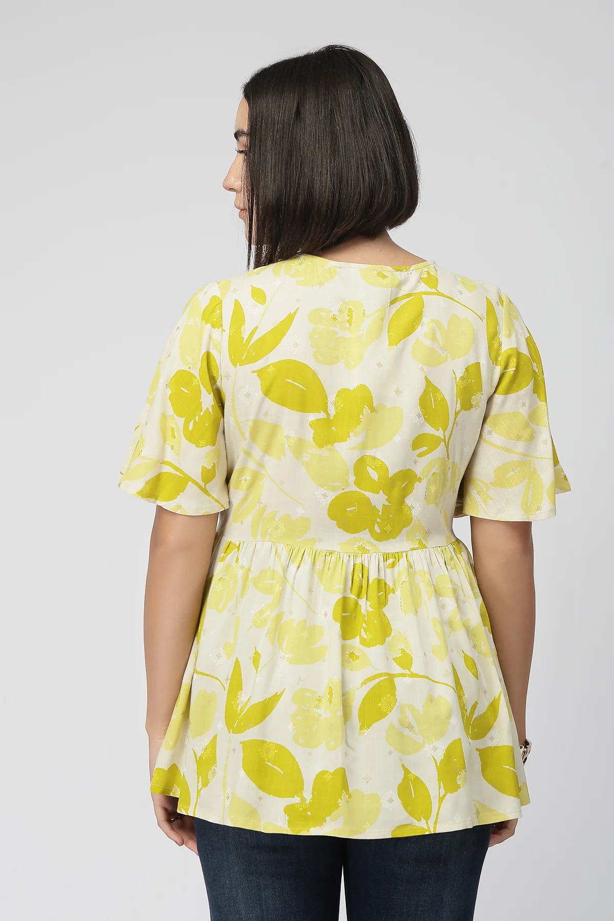 Maternity Gathered Top with Concealed Zip Feeding - Mustard - Image 3